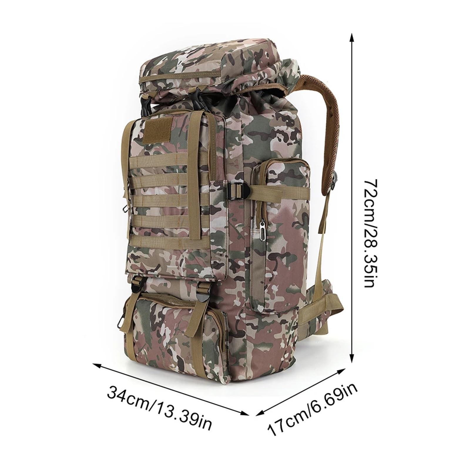 Reiserucksack 80L Bergsteigen Rucksack 600D Oxford Tuch Trekking Rucksack Mehrere Taschen Bergsteigen Rucksack Reise Zubehör(Green)