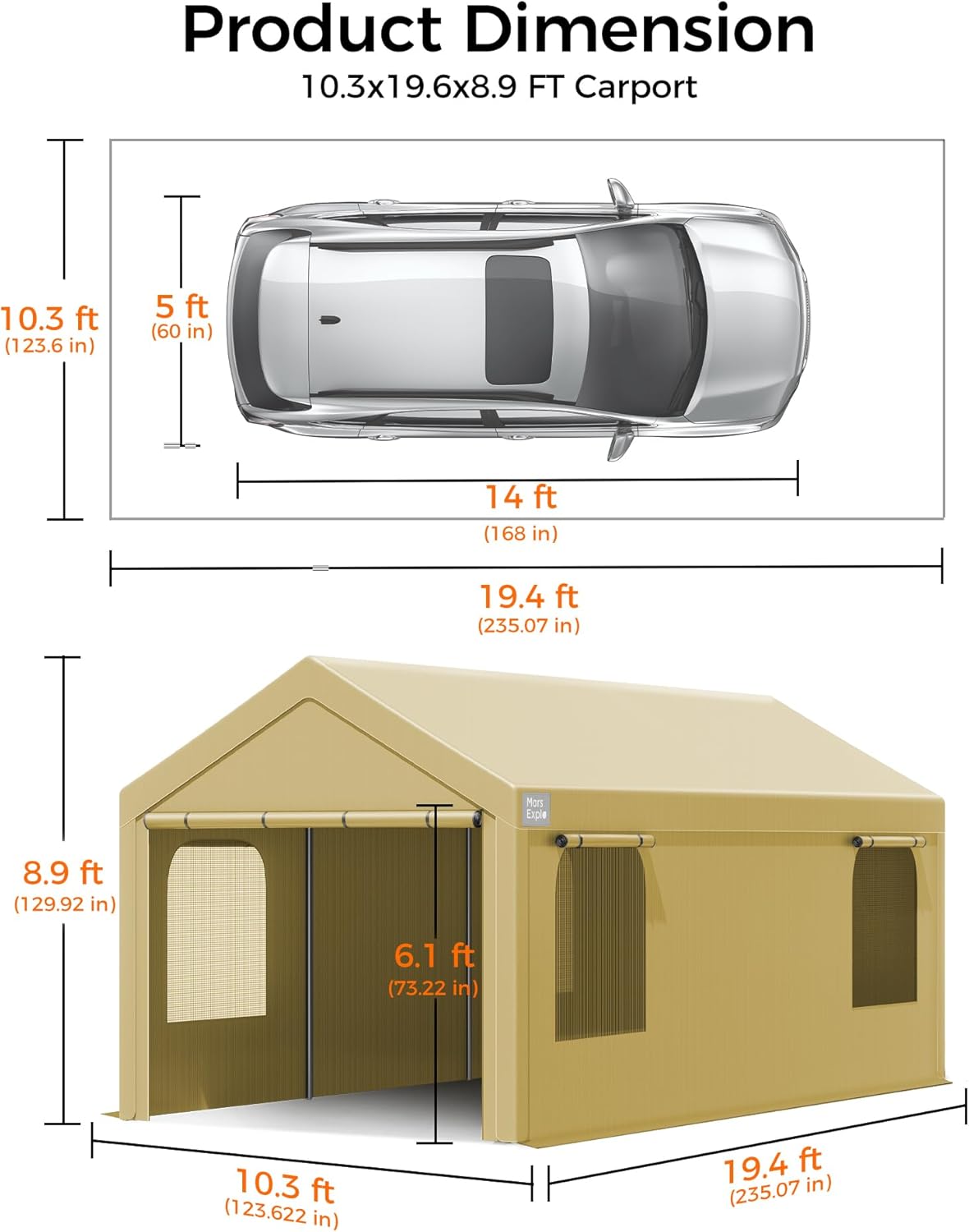Carport, 10 x 20 FT Portable Garage Heavy Duty, Carport Canopy with Side-Opening Door Roll-Up Windows, Car Canopy Reinforced with Extended Skirt and All Season Tarp for Car, Truck, Boat(Light Gray) Carport, 10 x 20 FT Portable Garage Heavy Duty, Carport Canopy with Side-Opening Door Roll-Up Windows, Car Canopy Reinforced with Extended Skirt and All Season Tarp for Car, Truck, Boat(Light Gray)