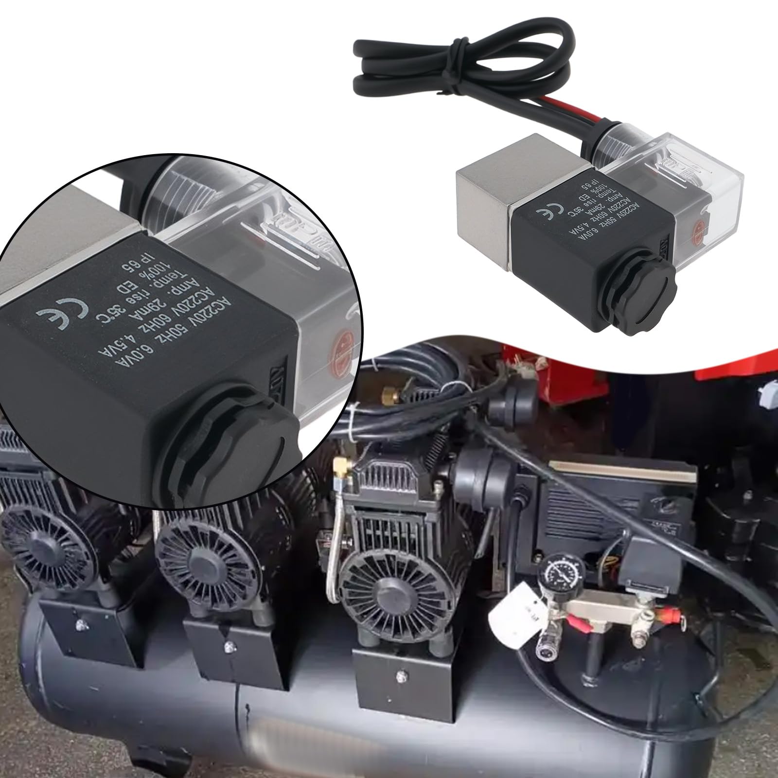 Lot de 2 électrovannes électriques pneumatiques pour compresseur d'air 220 V avec lumière