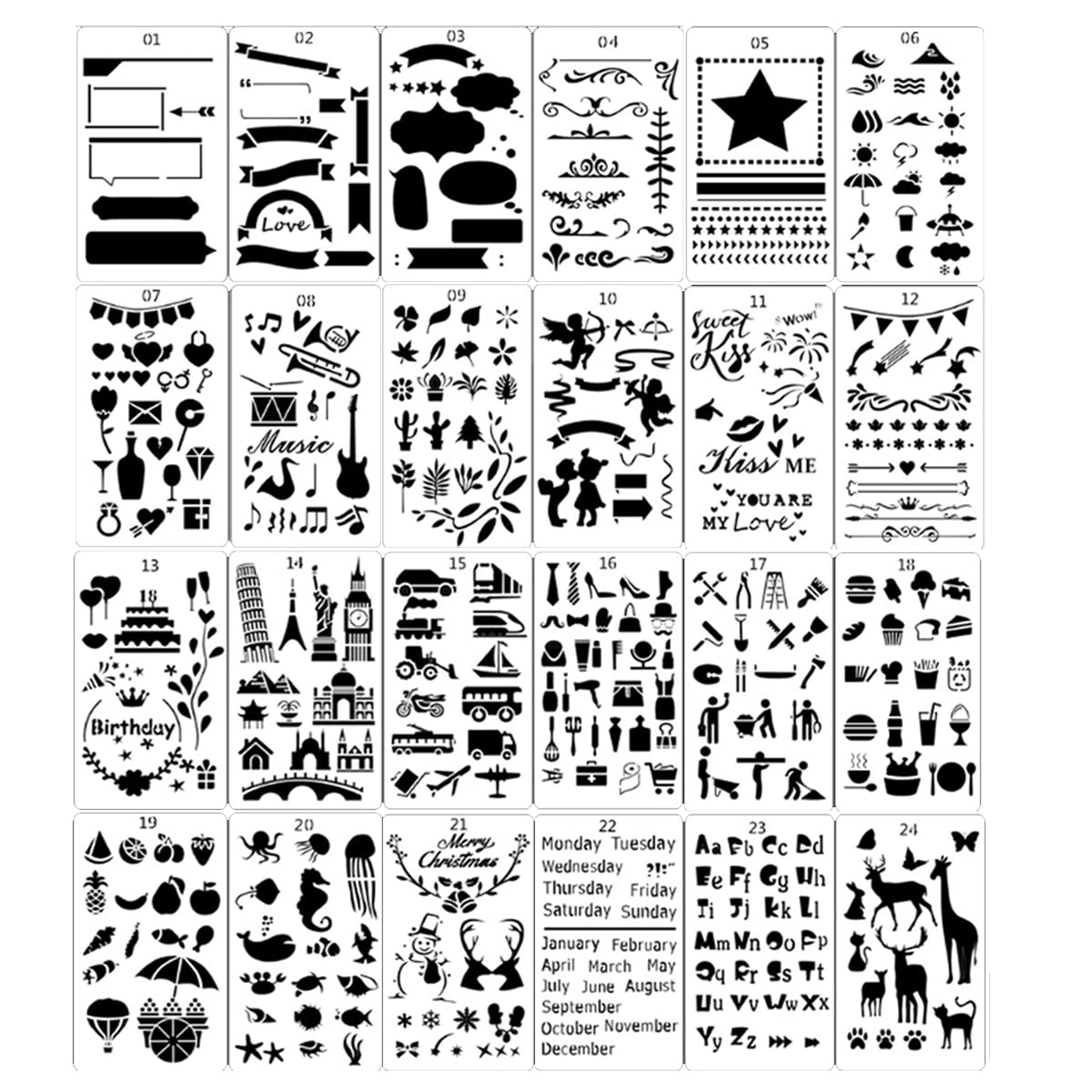 Buy Osuter 24 Piece Stencils Set Plastic Drawing Stencils Painting