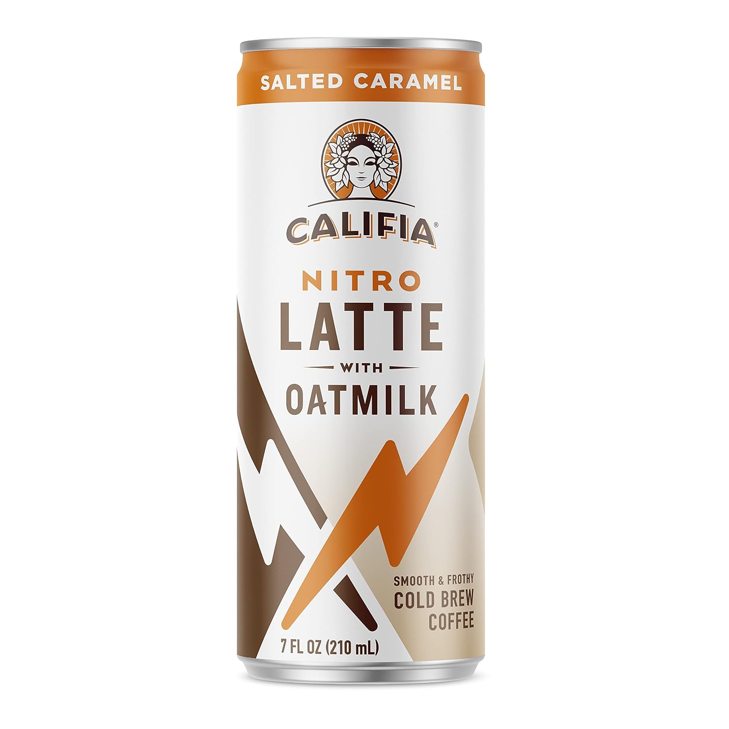 Califia Farms - Nitro Cold Brew Coffee, Oat Milk Nitro Draft Latte Salted Caramel 7 Oz | No Sugar Added | Dairy Free | Gluten Free | On-the-Go | Clean Energy | Plant Based | Non-GMO | Shelf Stable