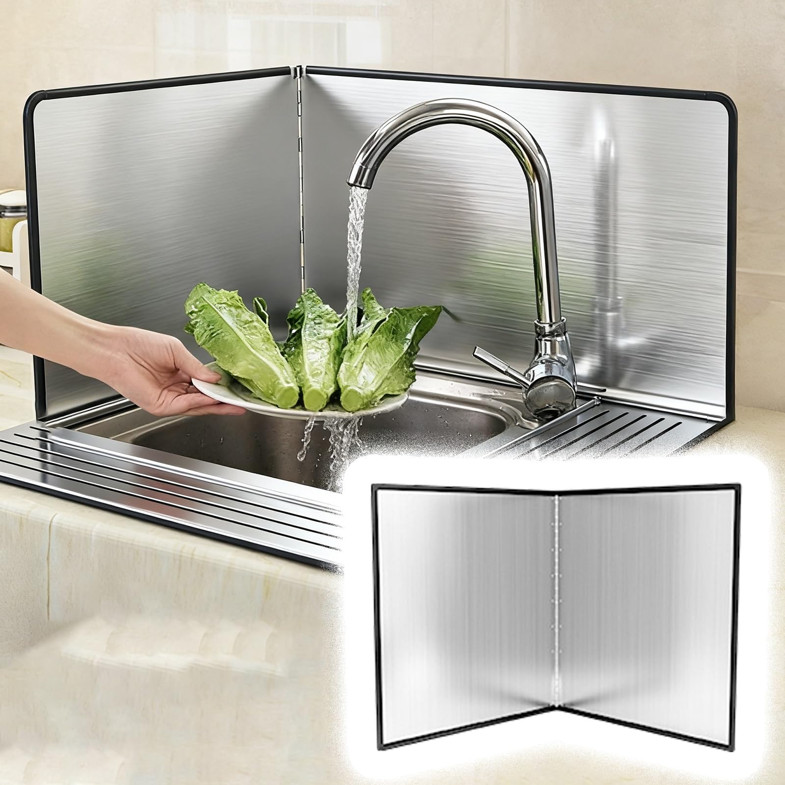 Protector antisalpicaduras de Acero Impermeable para Estufa, ignífugo, a Prueba de Quemaduras, para Tabla de amasar, para Fregadero de Cocina, Protector contra Salpicaduras, cubier