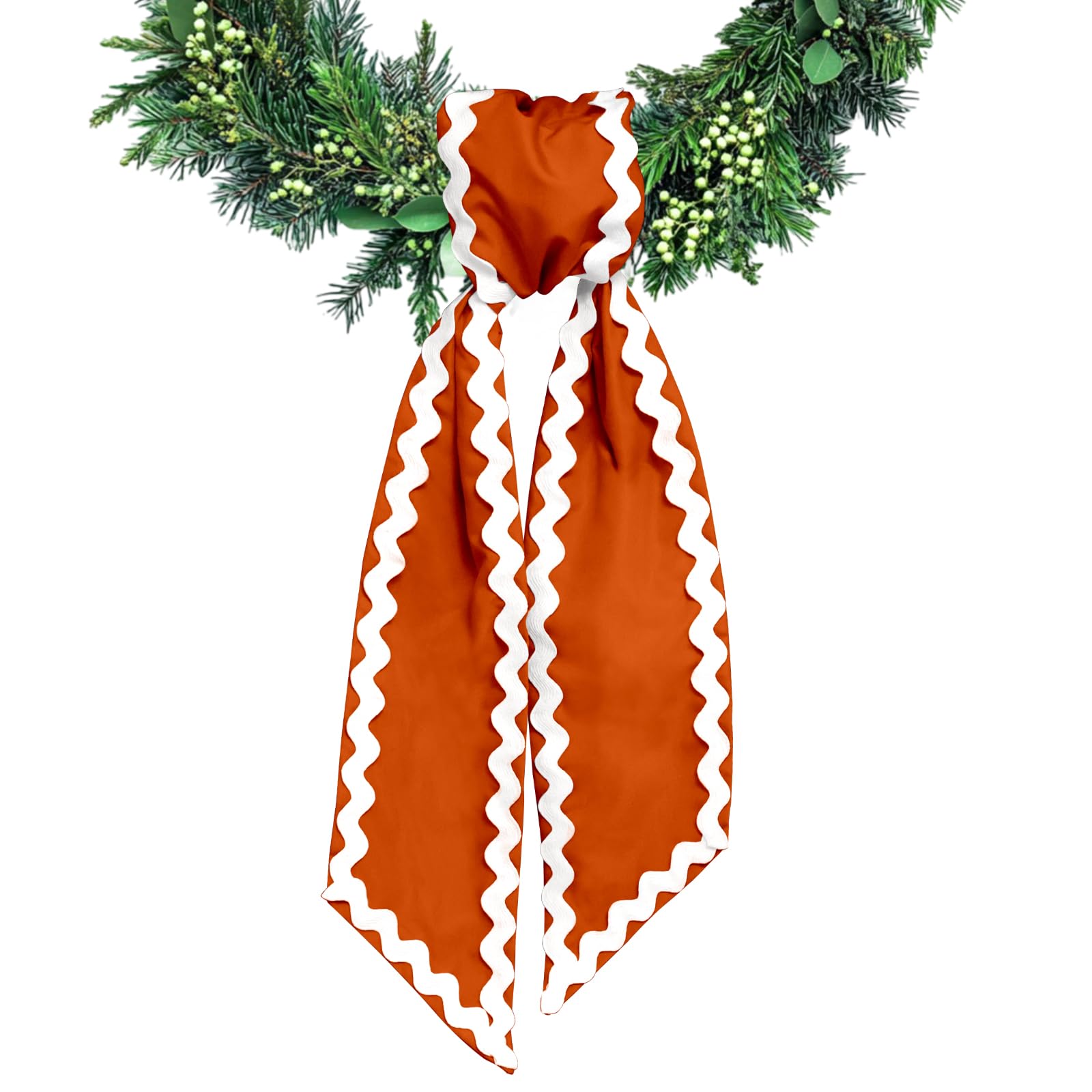 Photo 1 of Ftuuo Orange Wave Wreath Sash for Front Door Holiday Cotton Wreath Satin Sash Garland Ribbon Accessories for Wreaths Yard Doorway Indoor Outdoor Bow Bridal Shower Home Decor,5.11 x 54.33
