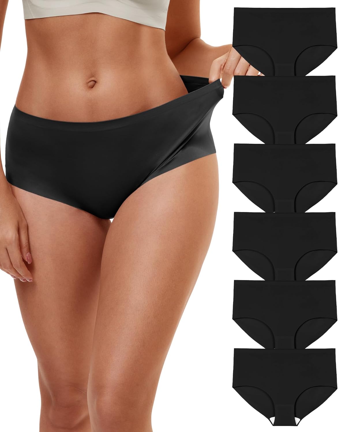 Seamless Underwear For Women 6 Pack No Show Stretch High Waisted Womens Panties Thin Invisible Silky Ladies Briefs - Image 2