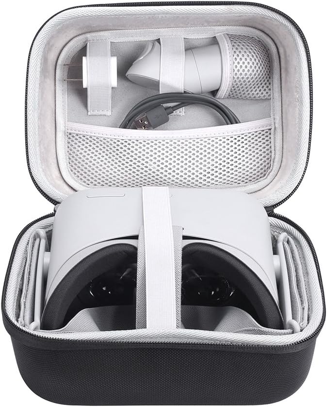 Esimen Hard Case for Oculus Go VR Virtual Reality Headset and Controllers Accessories Carry Bag Protective Storage Box (Black+Gray)