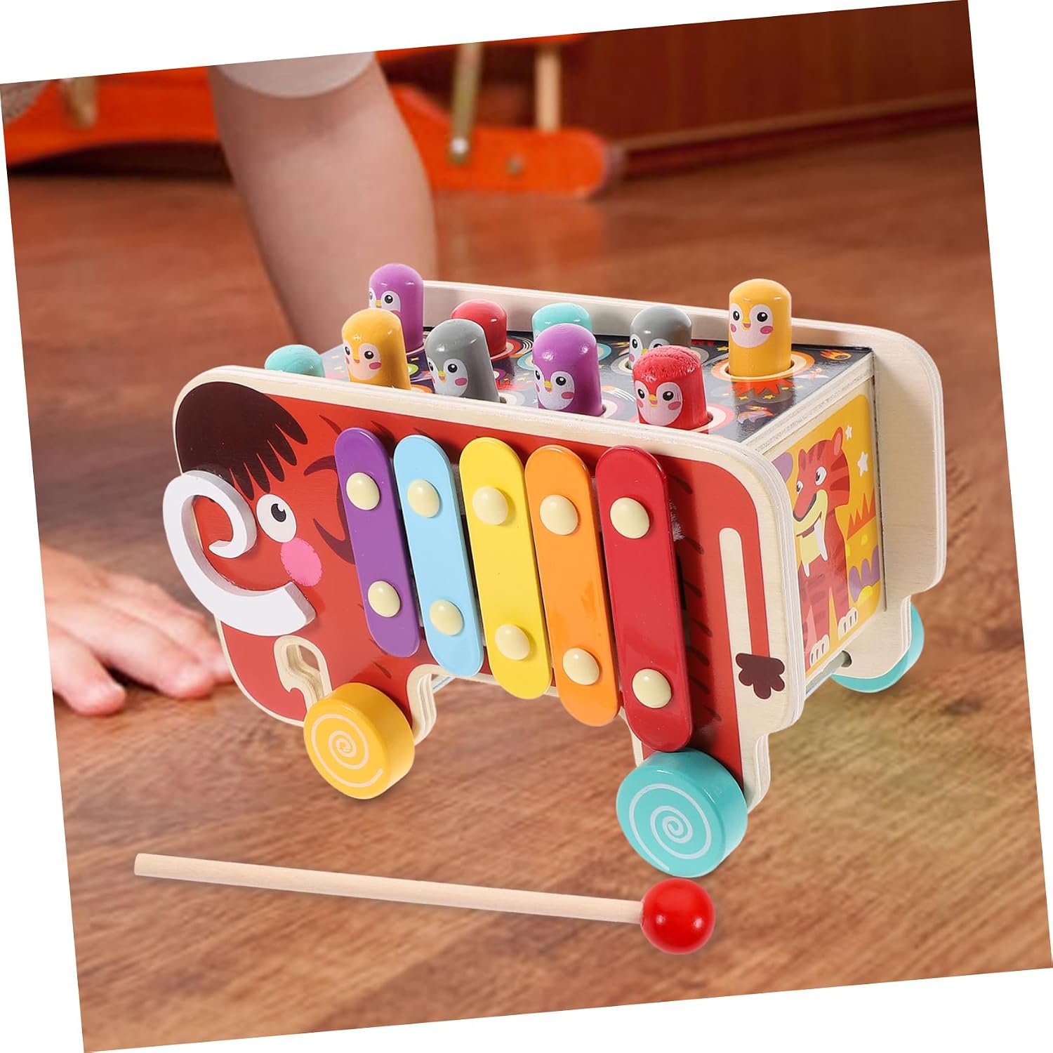 ORFOFE Wooden Pounding for Educational Hammering Plaything for Hand-Eye Coordination Cognitive Development and Early Learning Impact-Resistant Material Suitable