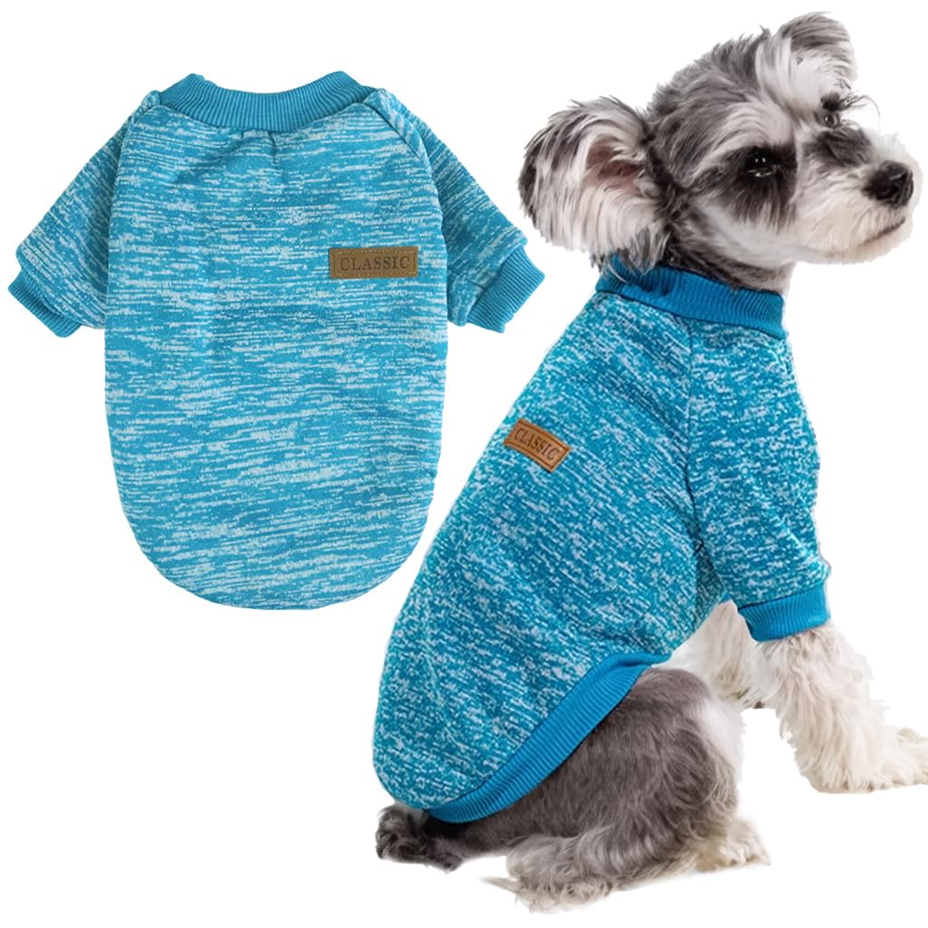 Dog Sweater for Medium Small Dogs, Soft Warm Puppy Clothes Cat Pet Apparel, Fleece Sweatshirt Outfit for Winter Christmas(Sky Blue, X-Small)
