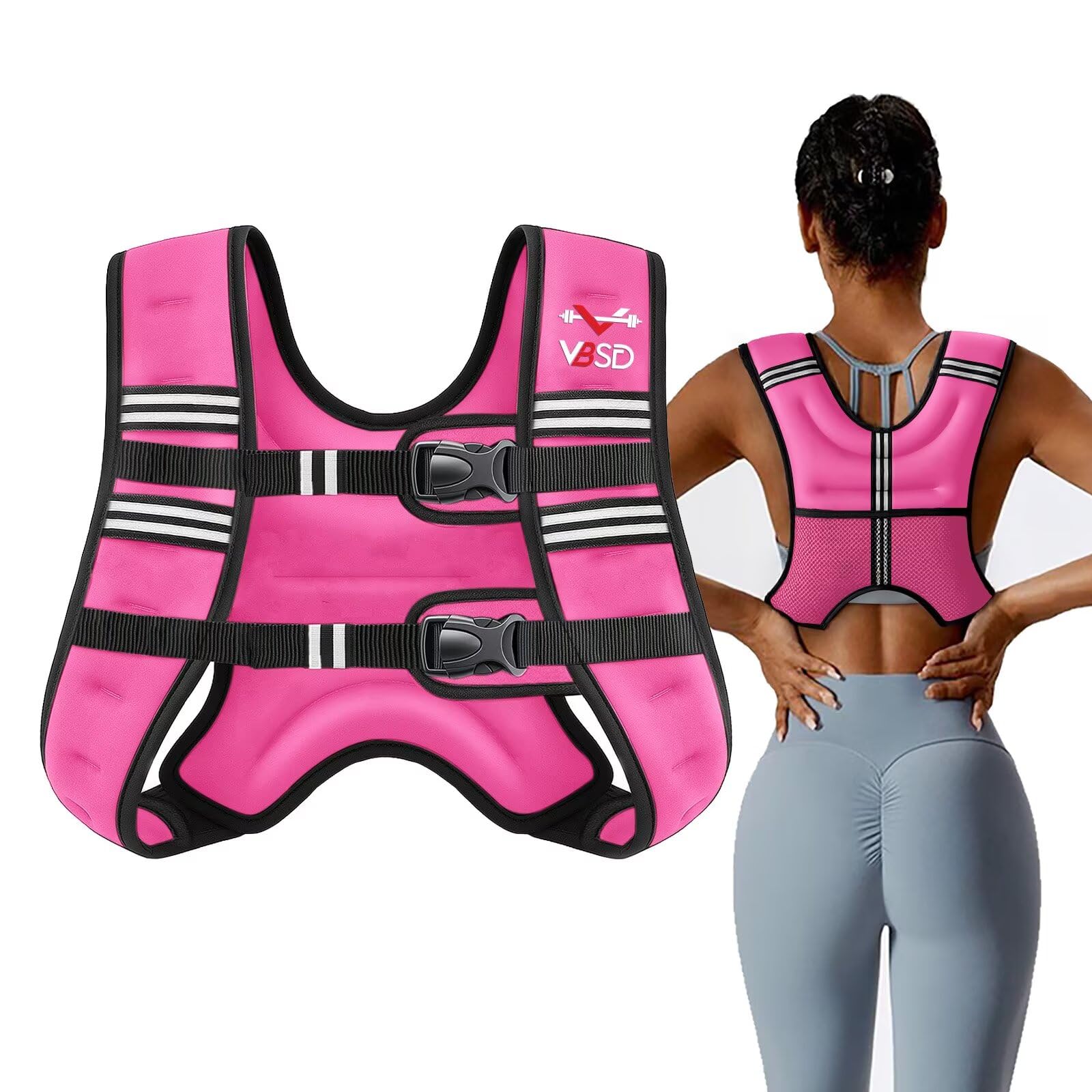 VBSD Weighted Vest Woman 12LB Weight Vest for Women Men Body Weight Vests for Walking Strength Training Running Workout Jogging Fitness Pink