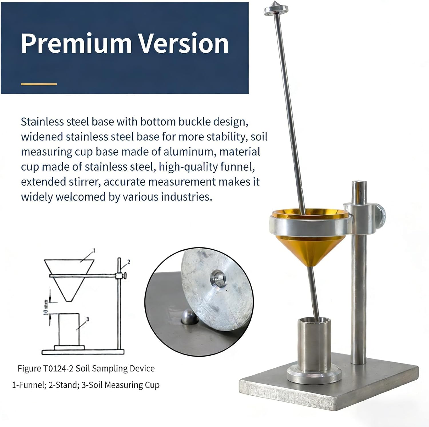 Soil Humidity Swelling Rate Tester, Soil Testing Kit with Funnel and Measuring Cup, Capacity 10ml, Inner Diameter 20mm, for Geotechnical Moisture Content Analysis