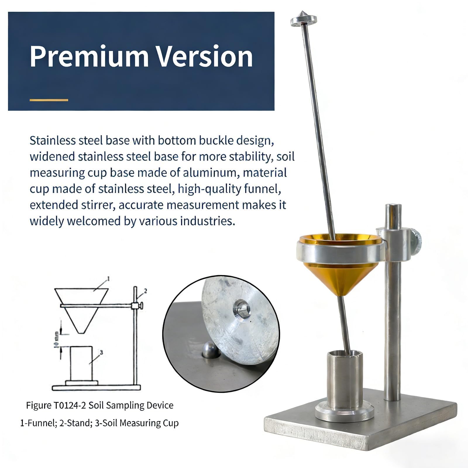 Tester di umidità del suolo - Kit per test del suolo con imbuto e misurino per analisi geotecnica del contenuto di umidità