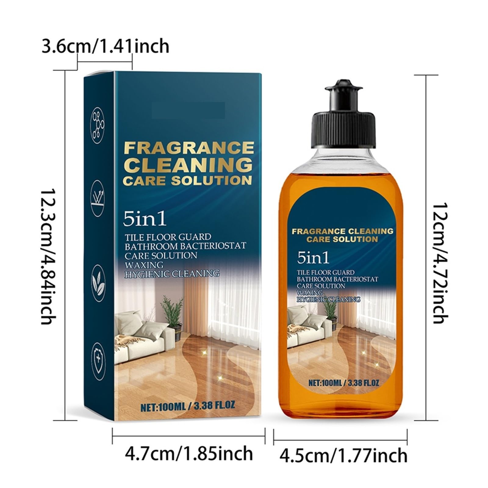 Detergente for pavimenti da 100 ml, detergente multiuso for la cura dei pavimenti, prodotto for la pulizia di cucine, bagni e superfici, for la pulizia domestica e la brillantezza.(3 Bottles)