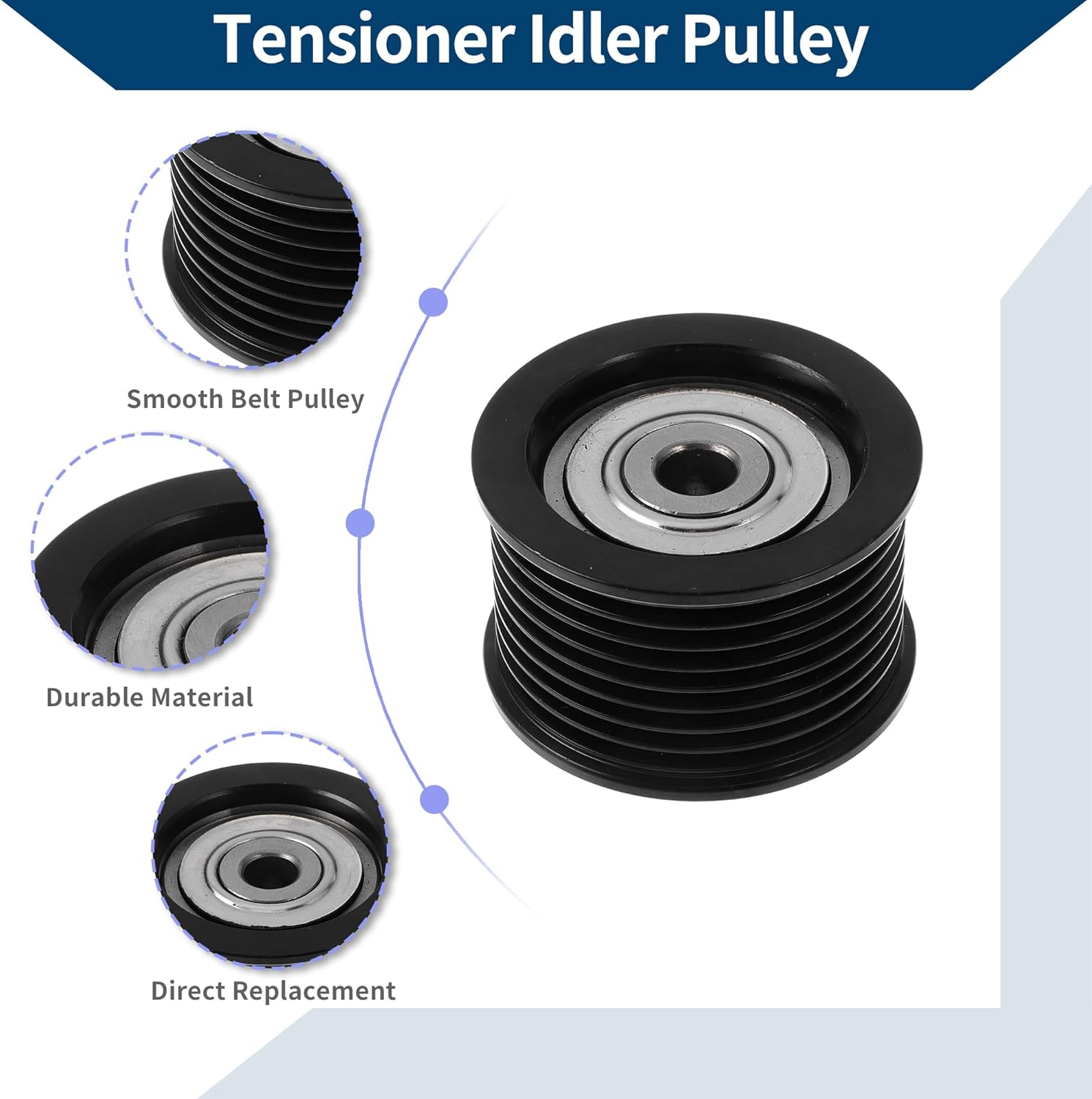No.1660338010/1660338011 Drive Belt Idler Pulley for Toyota Tundra 2007-2021 for Toyota Sequoia 2008-2017 Serpentine Tensioner Pulley Idler 1 Pc
