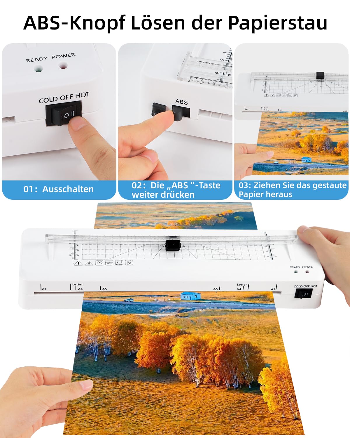 Laminiergerät, Laminiergerät A3 Laminiermaschinen mit Laminierfolien A3 A4 A5 A6 für den Heimgebrauch Büro Schule Fotos