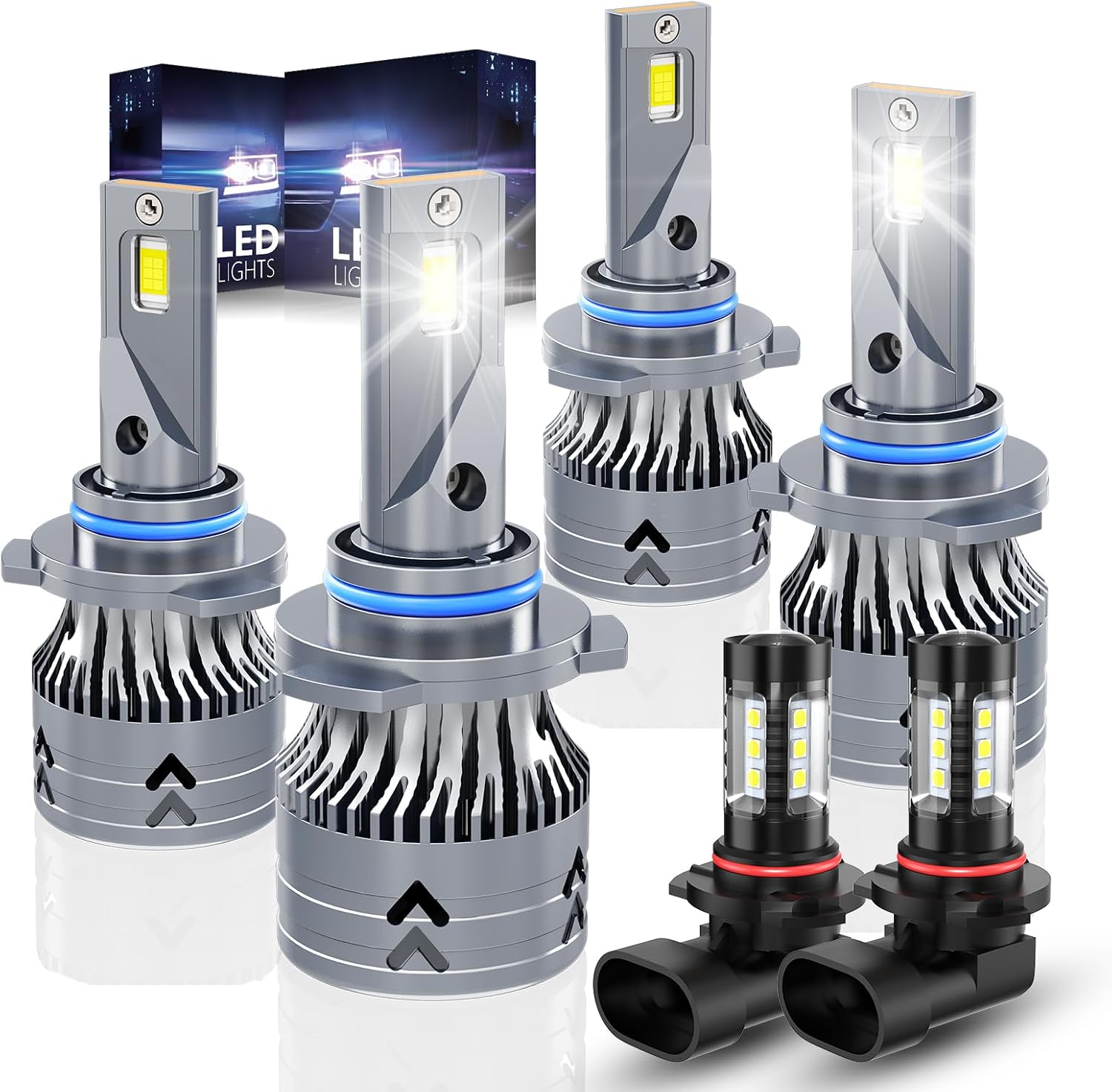 Upgraded 9005 9006 Light bulbs Compatible for Chevy Silverado 1500 2500 HD (2003 2004 2005 2006), High & Low Beam & H10/9145 Fog Light Set, 6500K White, Plug & Play, 6-Pack
