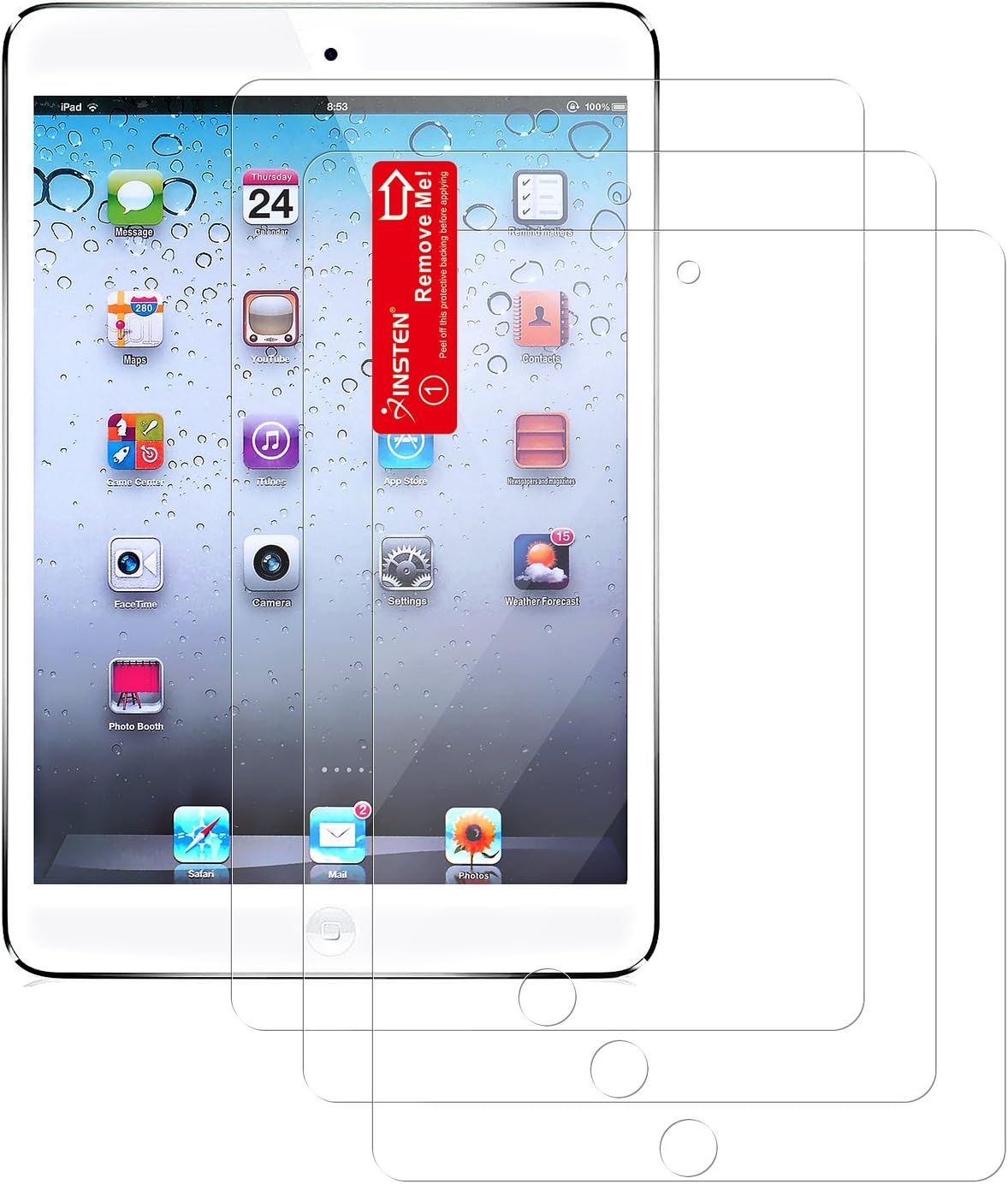 Insten 3-Pieces Reusable Screen Protector for Apple iPad mini, iPad mini 2 iPad mini 3 (PAPPIPDMSP04)