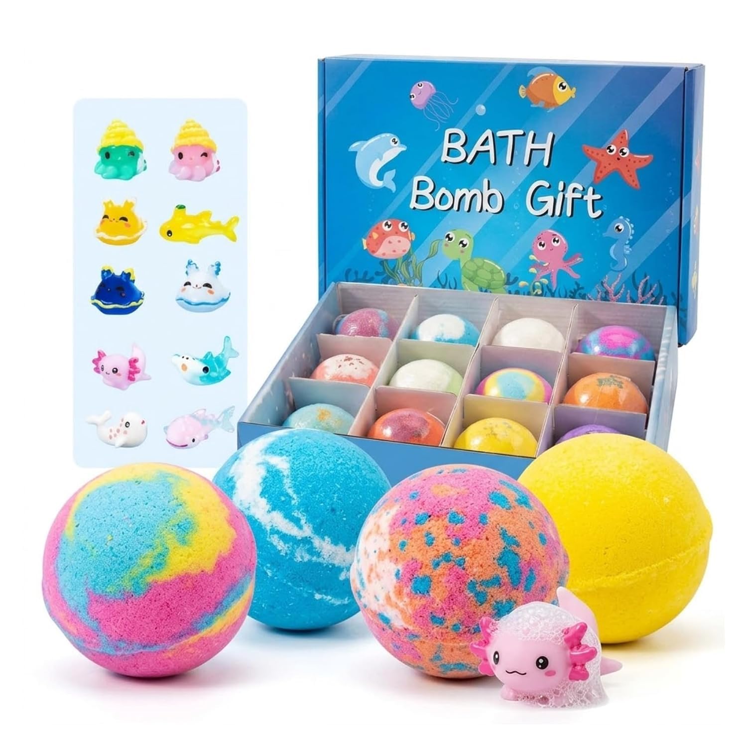 Kids Bath Bombs with Surprise Toy Inside, Pack of 12 Fizzy Bath Bombs, Random Color & Hidden Toy Reveal, Moisturizing Bath Fizzers for Boys & Girls, Fun Bath Time Gift Set-image-26