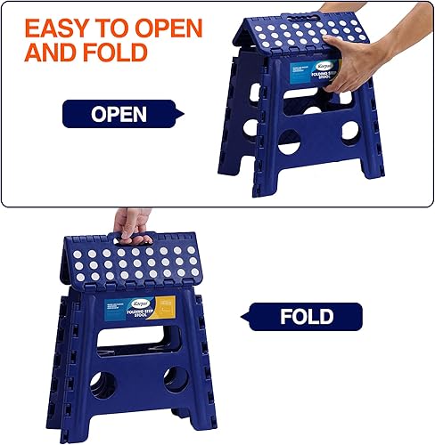 Miniatura 80 de Korpai Taburete plegable mejorado de 9 pulgadas para adultos y niños con capacidad para hasta 300 libras, taburetes plegables antideslizantes con