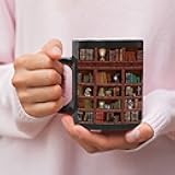 Book Lovers Gifts,Elegant Black Coffee Mug, For Writers, Cat Mugs For Cat Lovers, Perfect To Enjoy Coffee While Reading-11oz