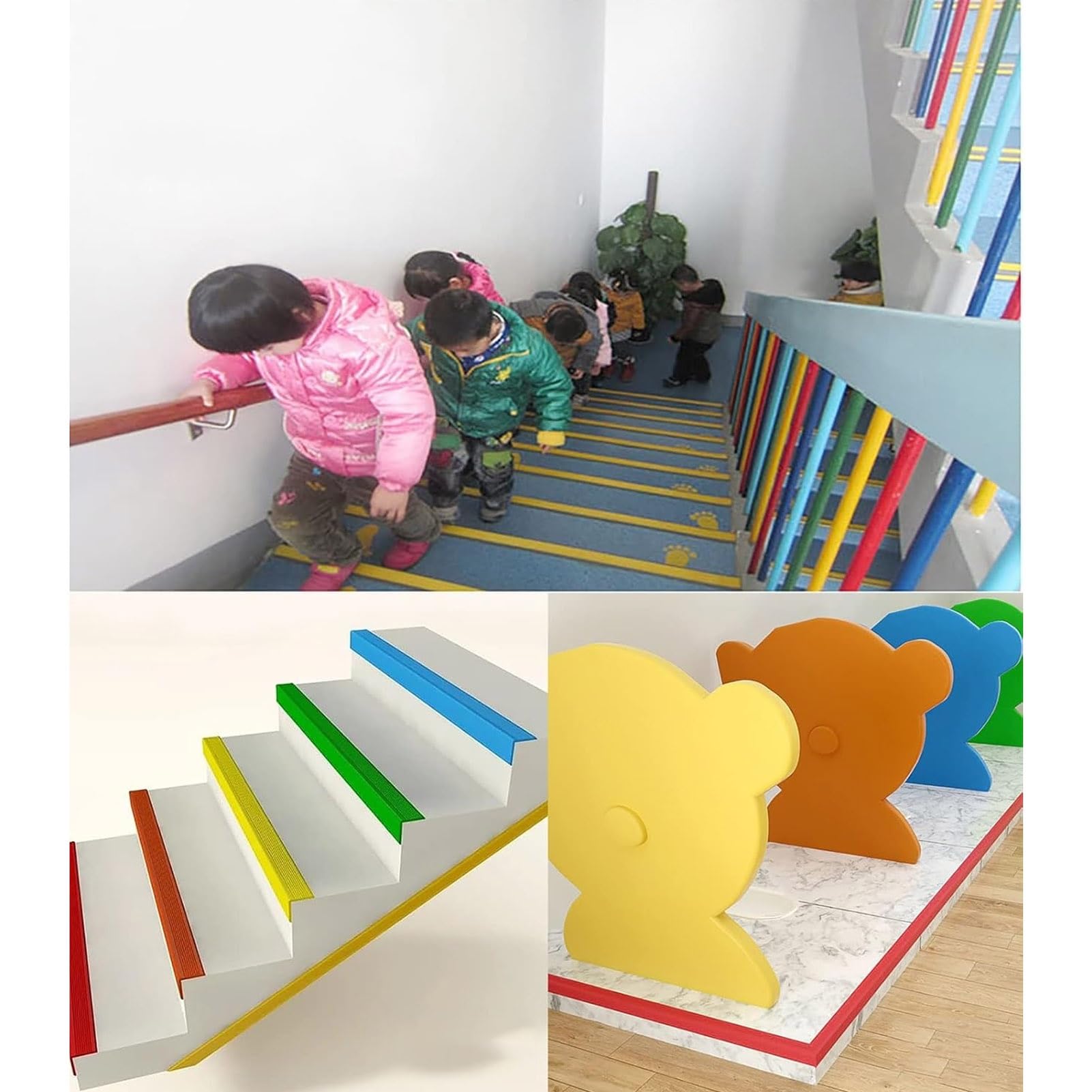Protezione antiscivolo per gradini delle scale, 100 cm, autoadesiva, in PVC, a forma di L, 70 x 30 mm, 5 pezzi