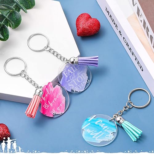 Miniatura 5 de Chunful 50 llaveros acrílicos inspiradores con borlas, regalos de agradecimiento a granel para empleados, profesores, compañeros de trabajo,