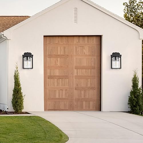 Miniatura 3 de Smeike Faroles de pared para exteriores, accesorios de luz para exteriores negro mate, apliques de pared exteriores modernos con clase clara, luces