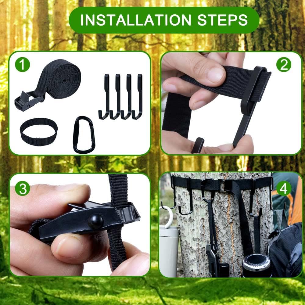 LCSICY Tree Stand Accessories for Hunting, Treestand Gear Hanger with Metal Hooks, Tree Stand Strap Gear Hangers for Hunting Gears，Perfect for Hunting, Camping and Various Outdoor Activities : Sports & Outdoors