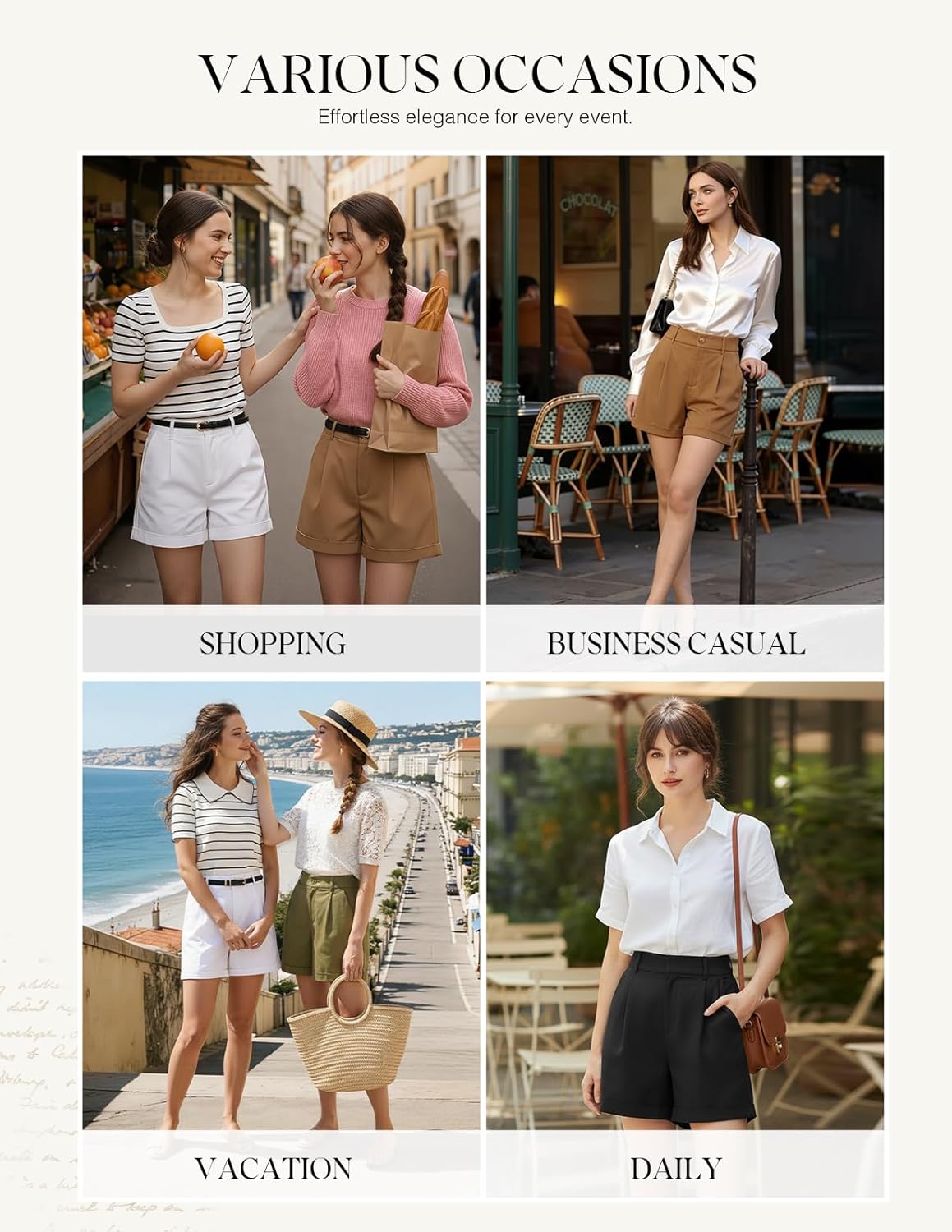 Belle Poque Women Dressy Shorts High Waisted Wide Leg Shorts with Pockets - Image 6