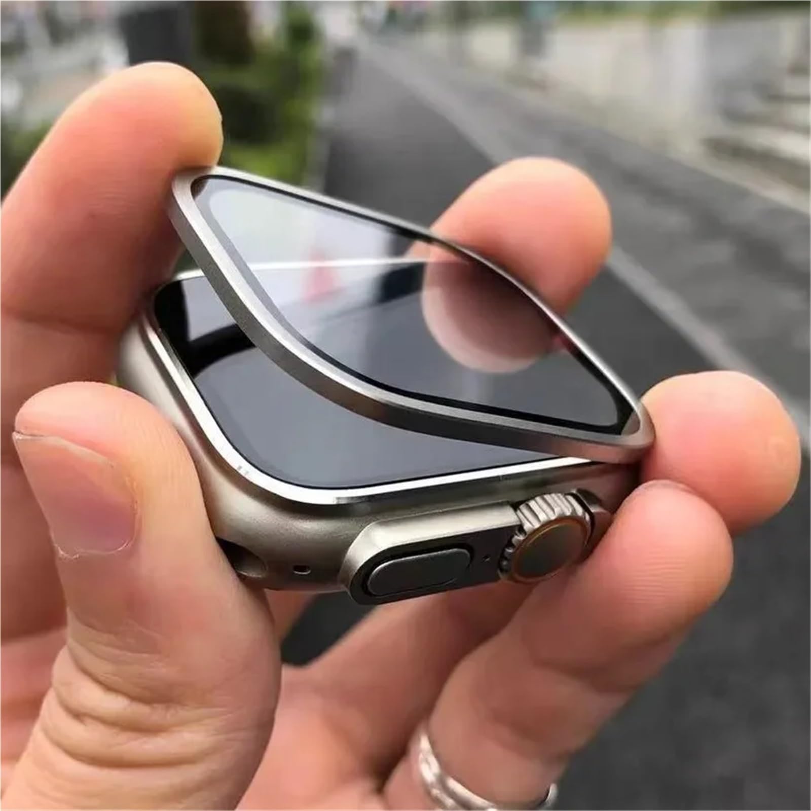 Displayschutzfolie aus gehärtetem Glas für Apple Watch Ultra, 49 mm, Titan-Metallrahmen, kratzfeste Folie für Serie Ultra 2, Displayschutzfolie, Zubehör (Blau 4)
