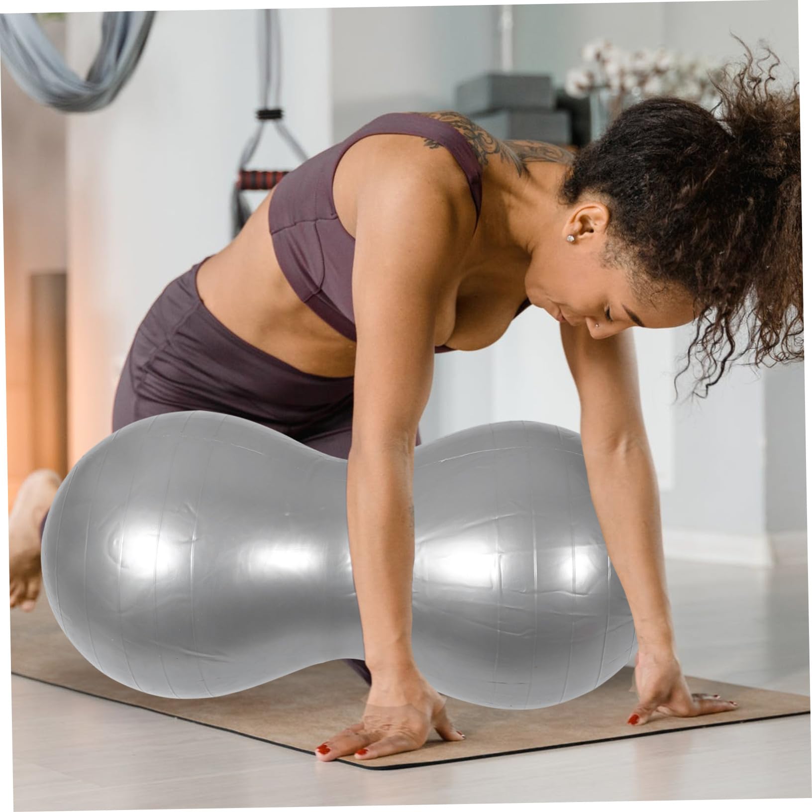 BESTonZON Anti Burst Yogabälle aus PVC mit Aufblasgerät Weiche Gymnastikbälle für Massage und Bodybuilding Tragbar und Robust für Yoga Zubehör