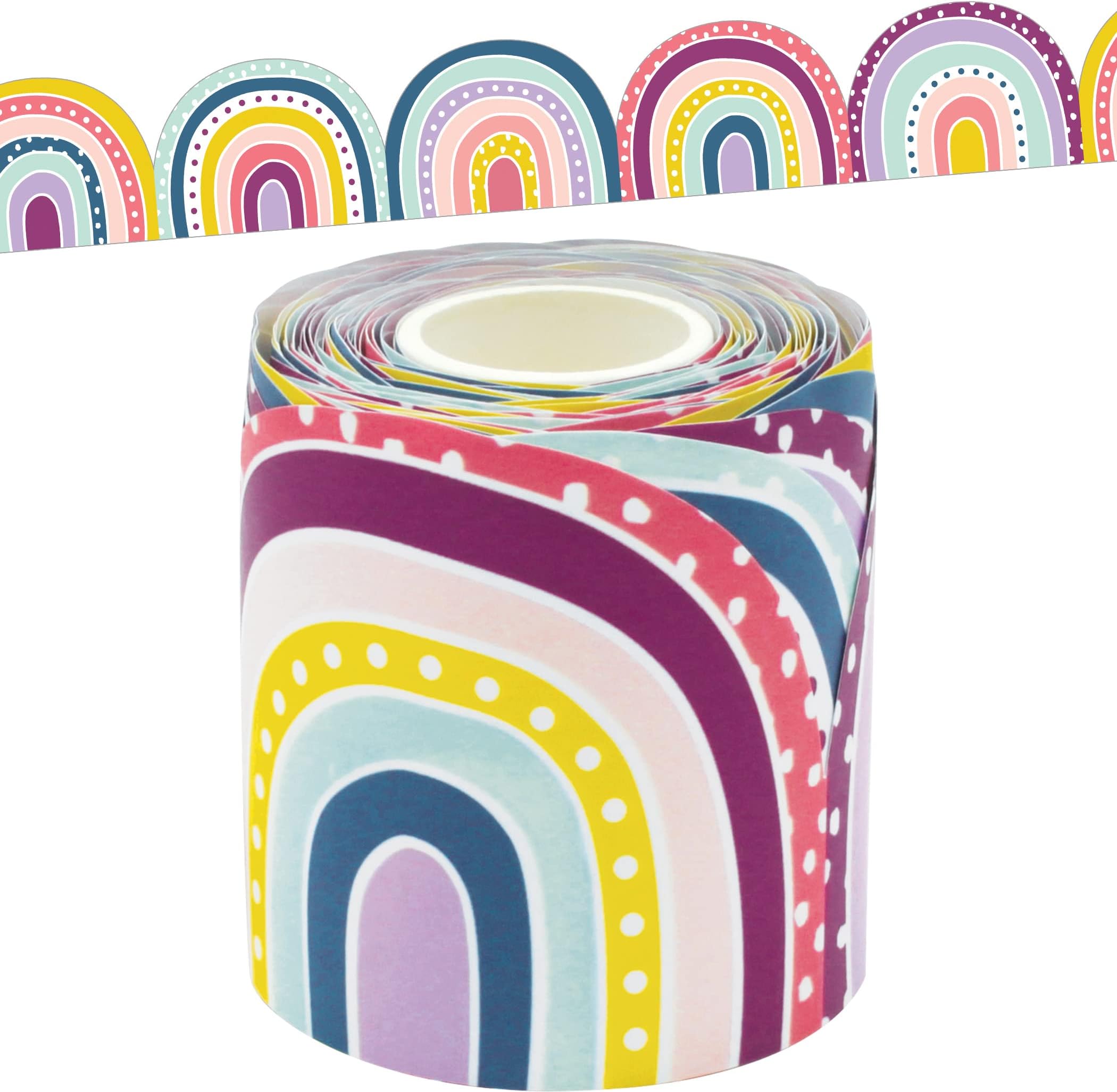 Oh Happy Day Rainbows Die-Cut Rolled Border Trim