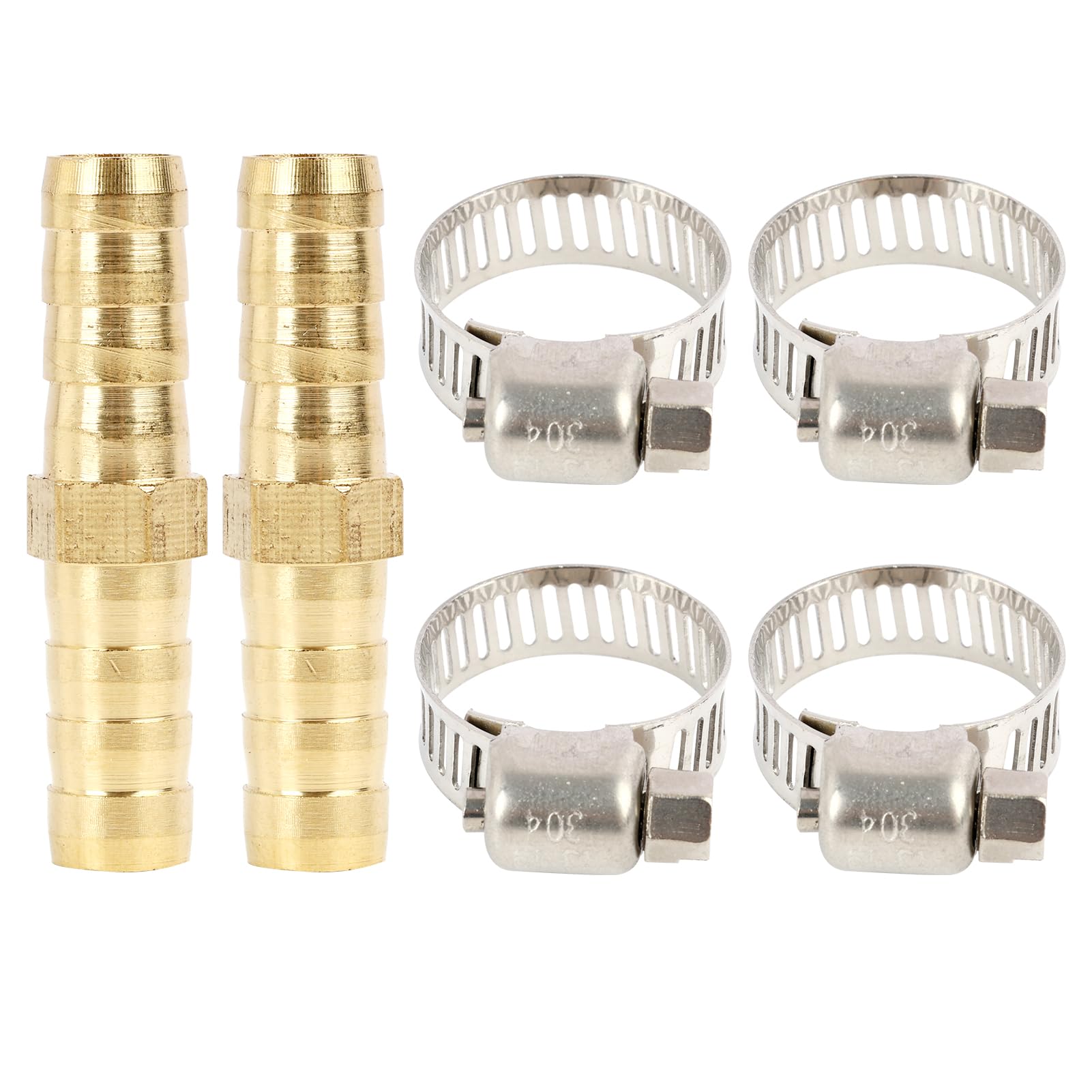 Kit de Conectores de Tubería de Latón de 8mm, Incluye 2 Piezas y 4 Abrazaderas de Acero Inoxidable,para Conexiones de Agua, Combustible y Aire, Alta Resistencia y Durabilidad