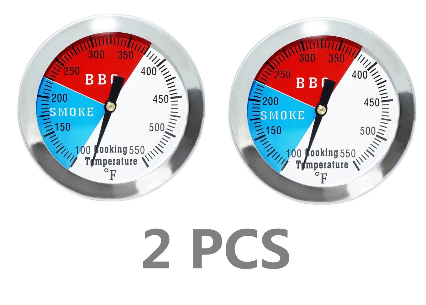 2 inch BBQ Thermometer Gauge 2 Pcs Charcoal Grill Pit Smoker Temp Gauge Grill Thermometer Replacement for Smoker Grill Wood Charcoal Pit, Grill Temp Thermometer