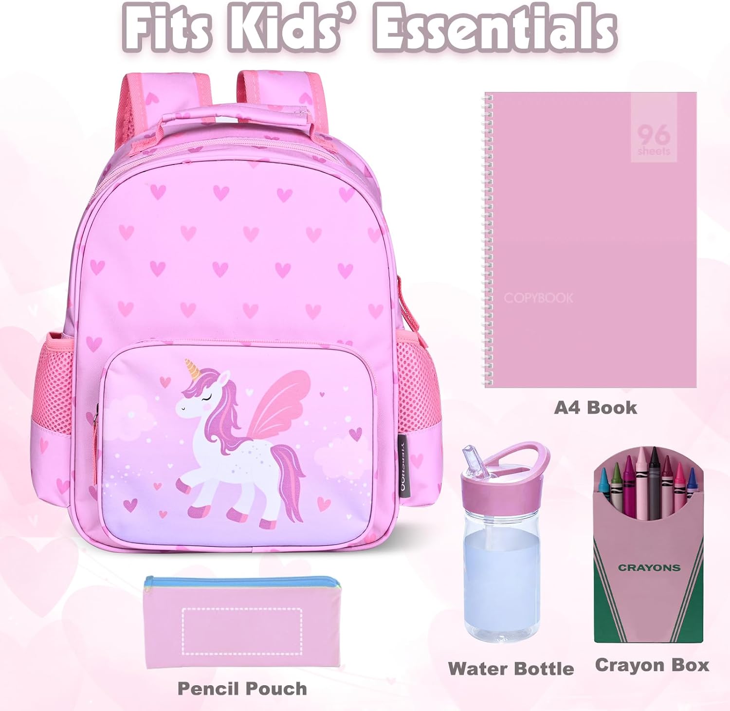 Kids Backpack for Boys Girls, Toddler Backpack Child Bookbag for Preschool Kindergarten Travel Daycare Water-Resistant Lightweight 12 Inches(Unicorn) - Image 5