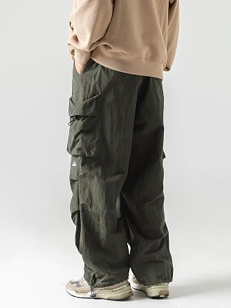Men's Baggy Cargo Pants Casual Parachute Pants Loose Fit Hip Hop Hammer Lightweight Waterproof Pants with Pockets
