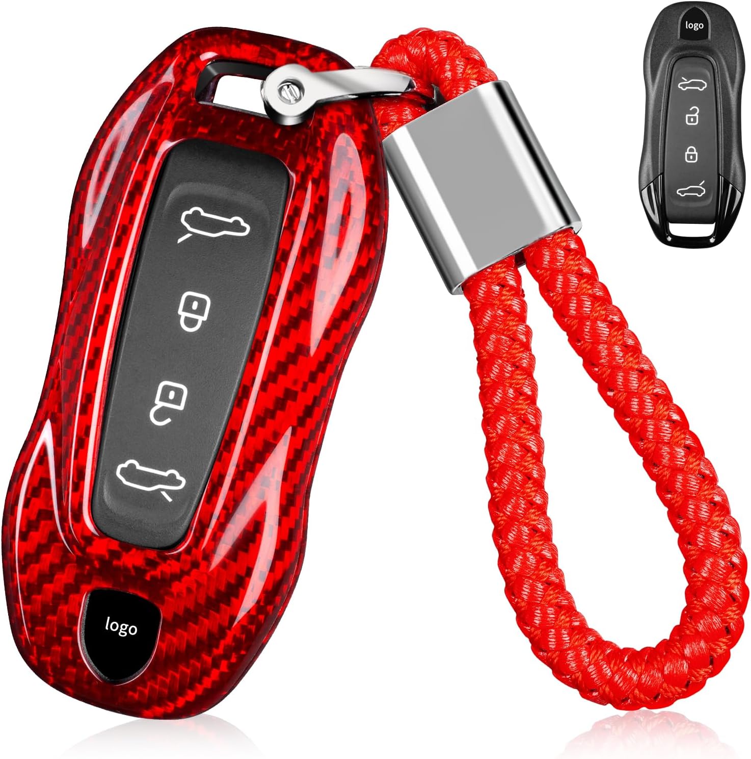 T-carbon Car Key Fob Cover Compatible with Porsche Macan EV Electric 2024/2025, Compatible with Cayenne EV Electric 2026