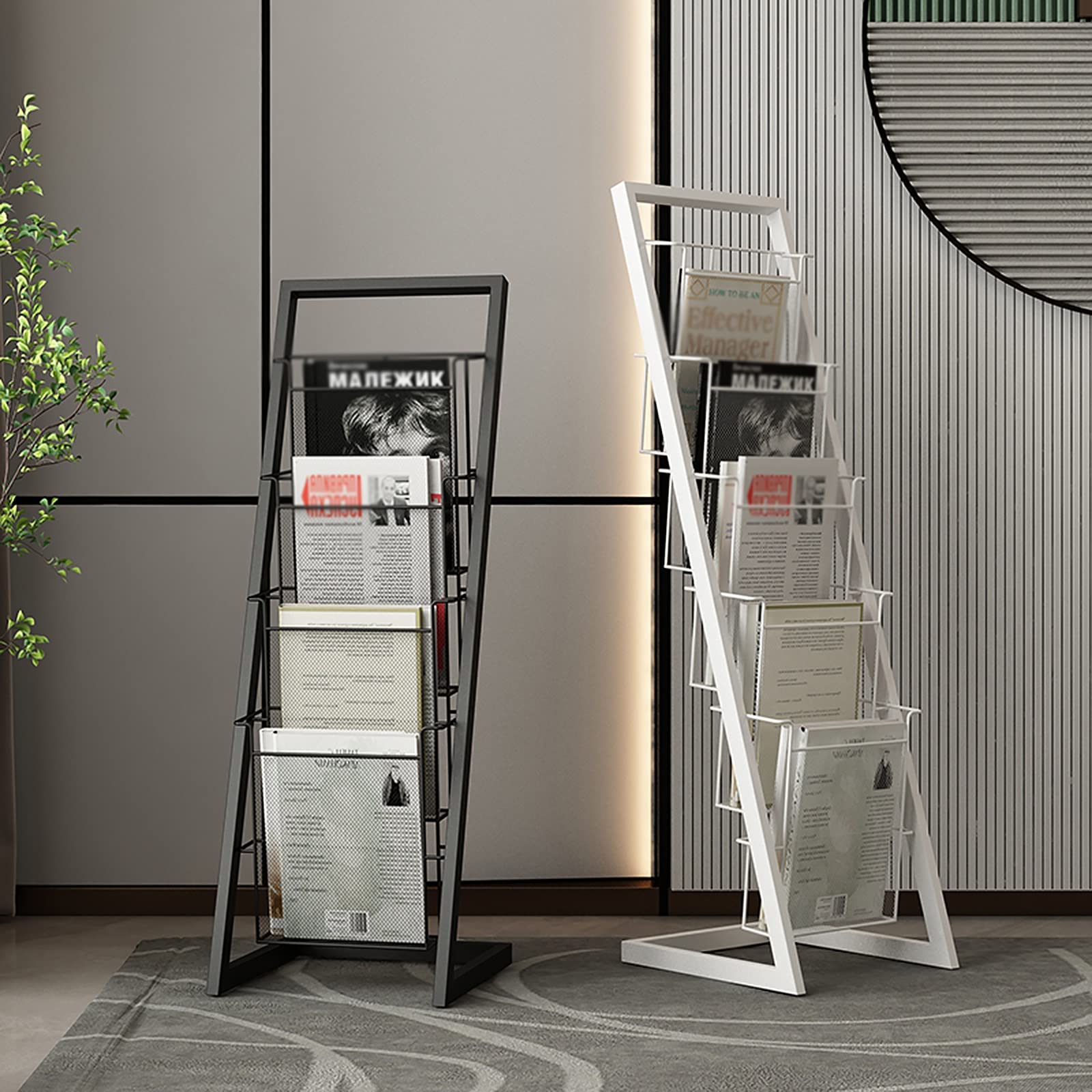 Bodenstehender Zeitschriftenständer, 4/5-stufiger Broschürenständer, Literatur-Organizer für Wohnzimmer, Buchhandlung, Arbeitszimmer, Büro – langlebiges und stilvolles Design
