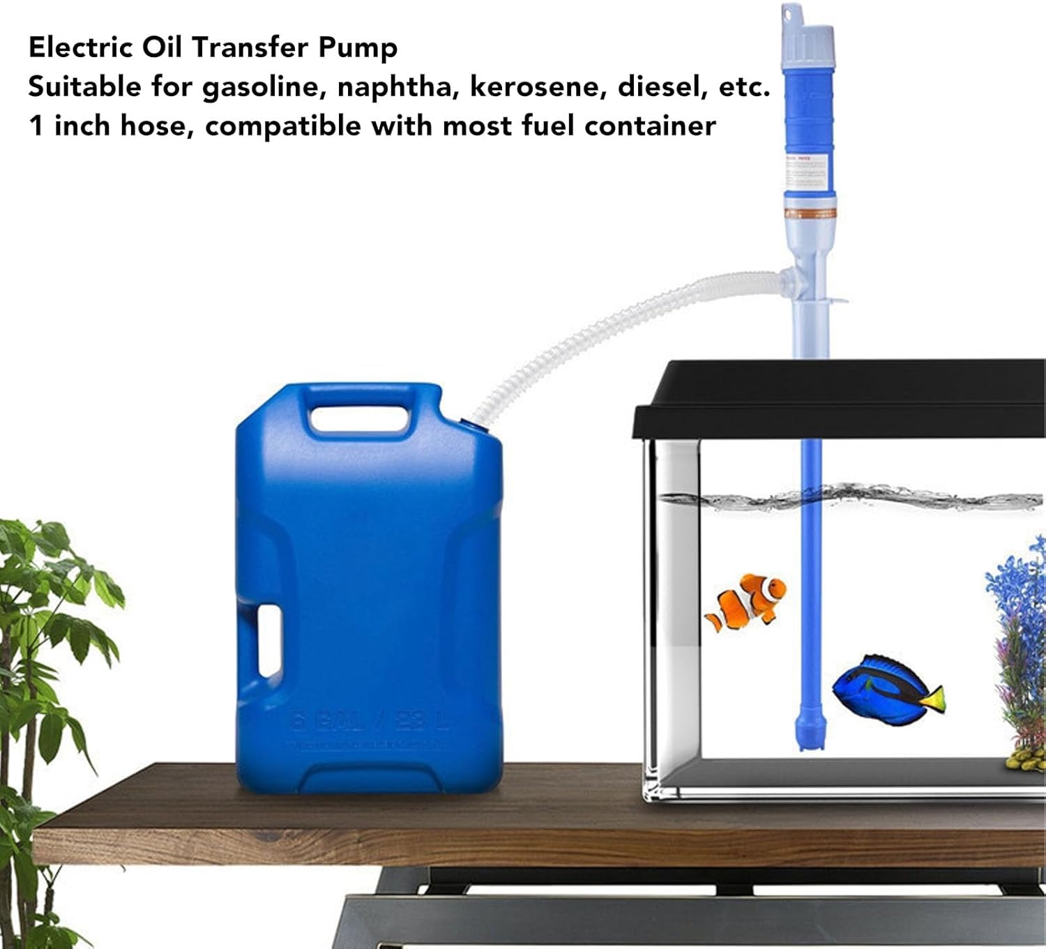 Cordless Fluid Extractor Pump Durable Electric Liquid Transfer Pump for Gasoline Fuel with 16" Hose, Battery Powered for Convenient Use Anytime for Workshop Garage (Blue)