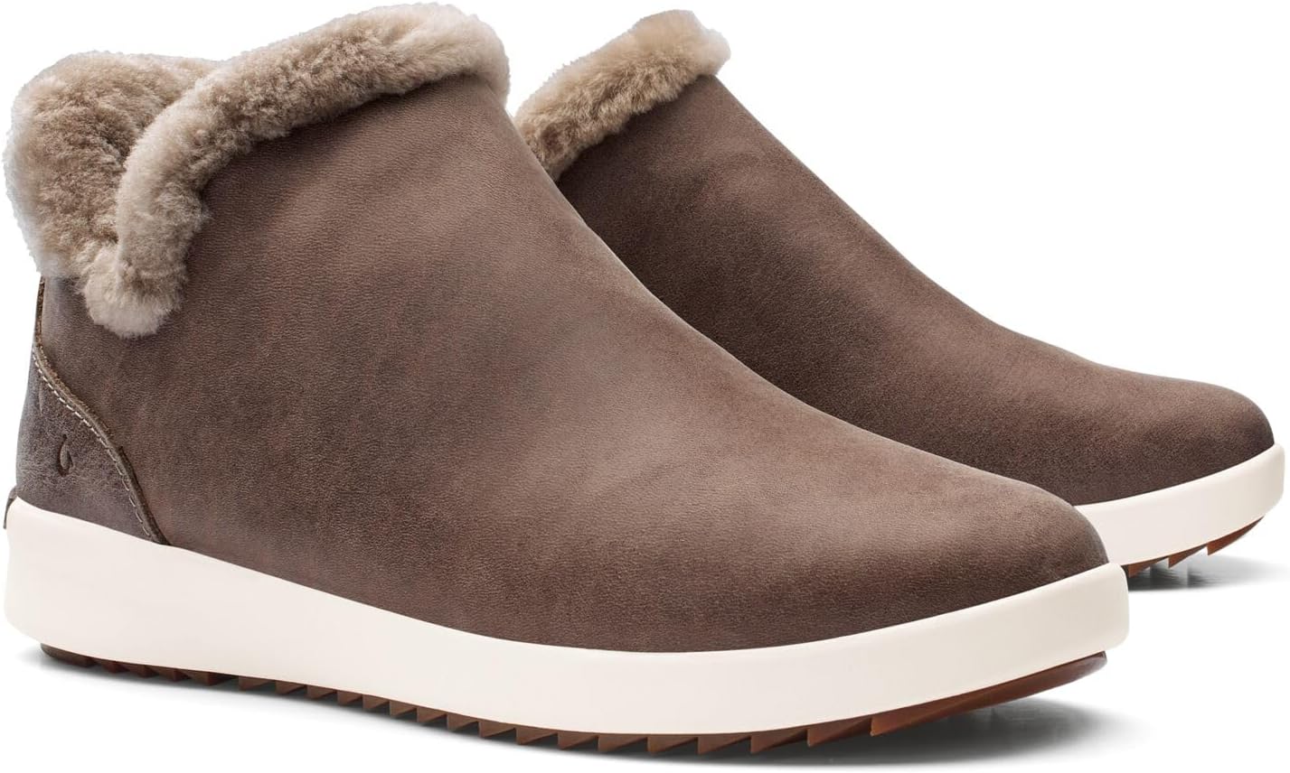 OLUKAI Malua Hulu Women's Boot, Soft & Comfortable Waterproof Nubuck Leather, Full-Grain Leather Heel with Elastic Panels, Slip-On Design