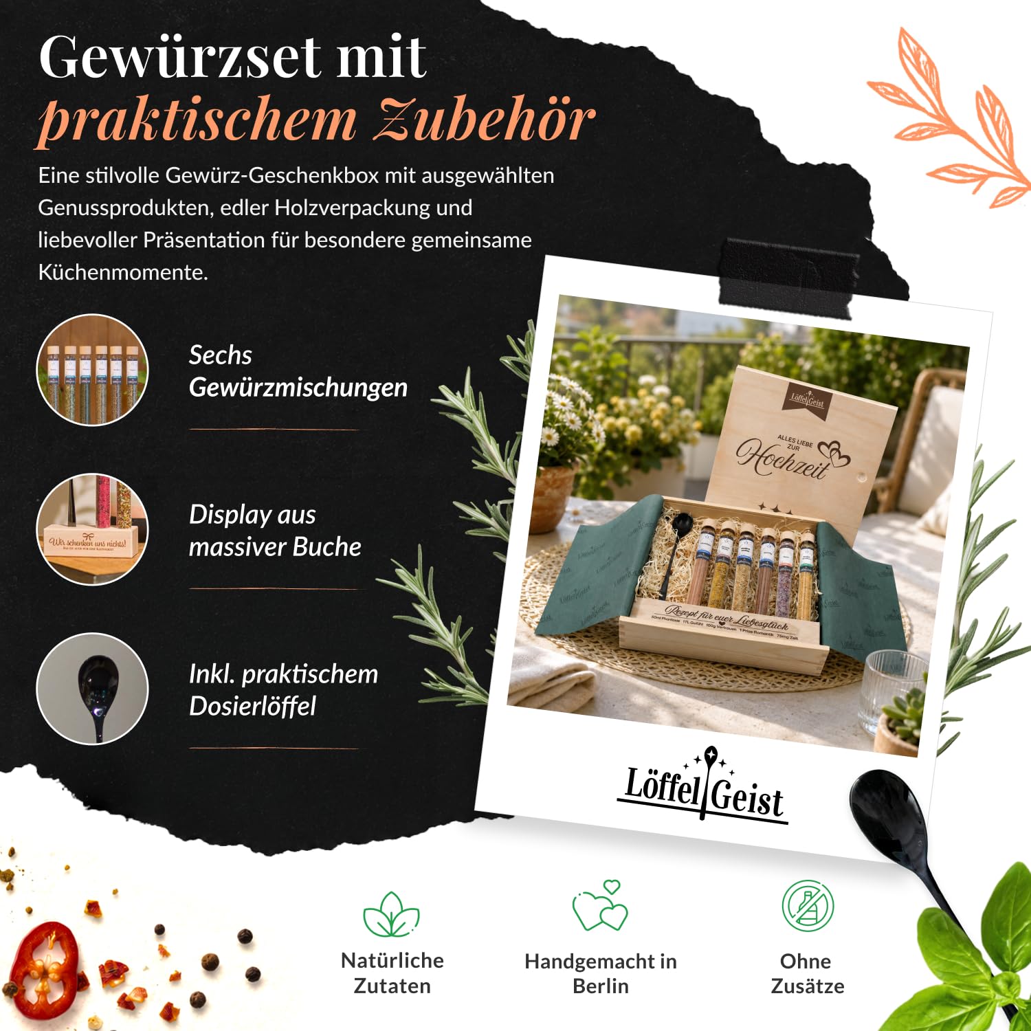 Löffelgeist® Gewürz-Geschenkbox Alles Liebe zur Hochzeit