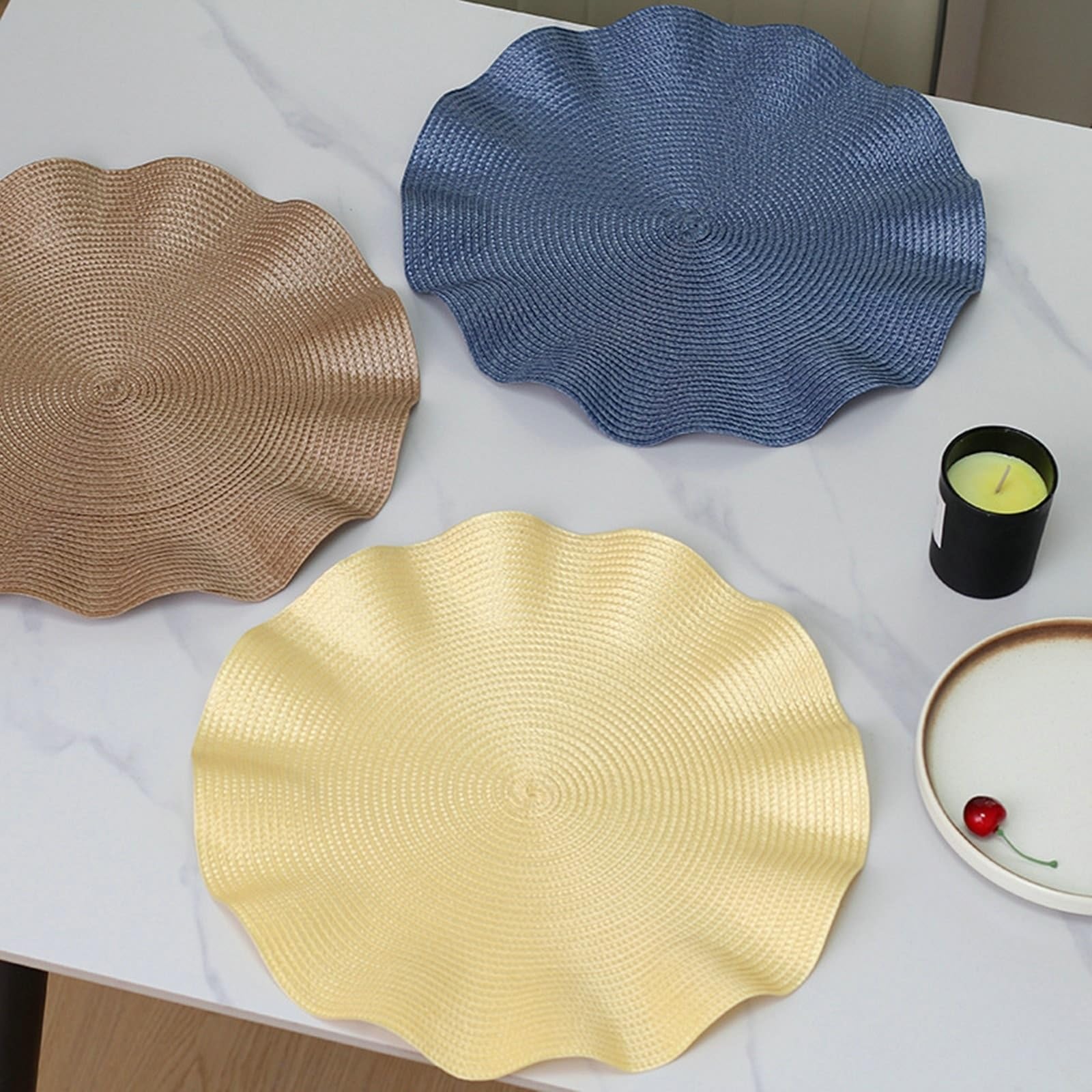 Placemat - Juego de 6 manteles individuales con forma de hoja de loto, 38 cm, para cocina y comedor