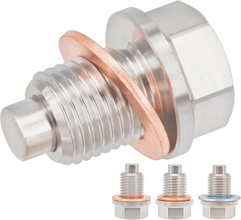 Bujão de óleo magnético do motor Dsnaduo M14 x 1,5 mm em aço inoxidável – 1 unidade