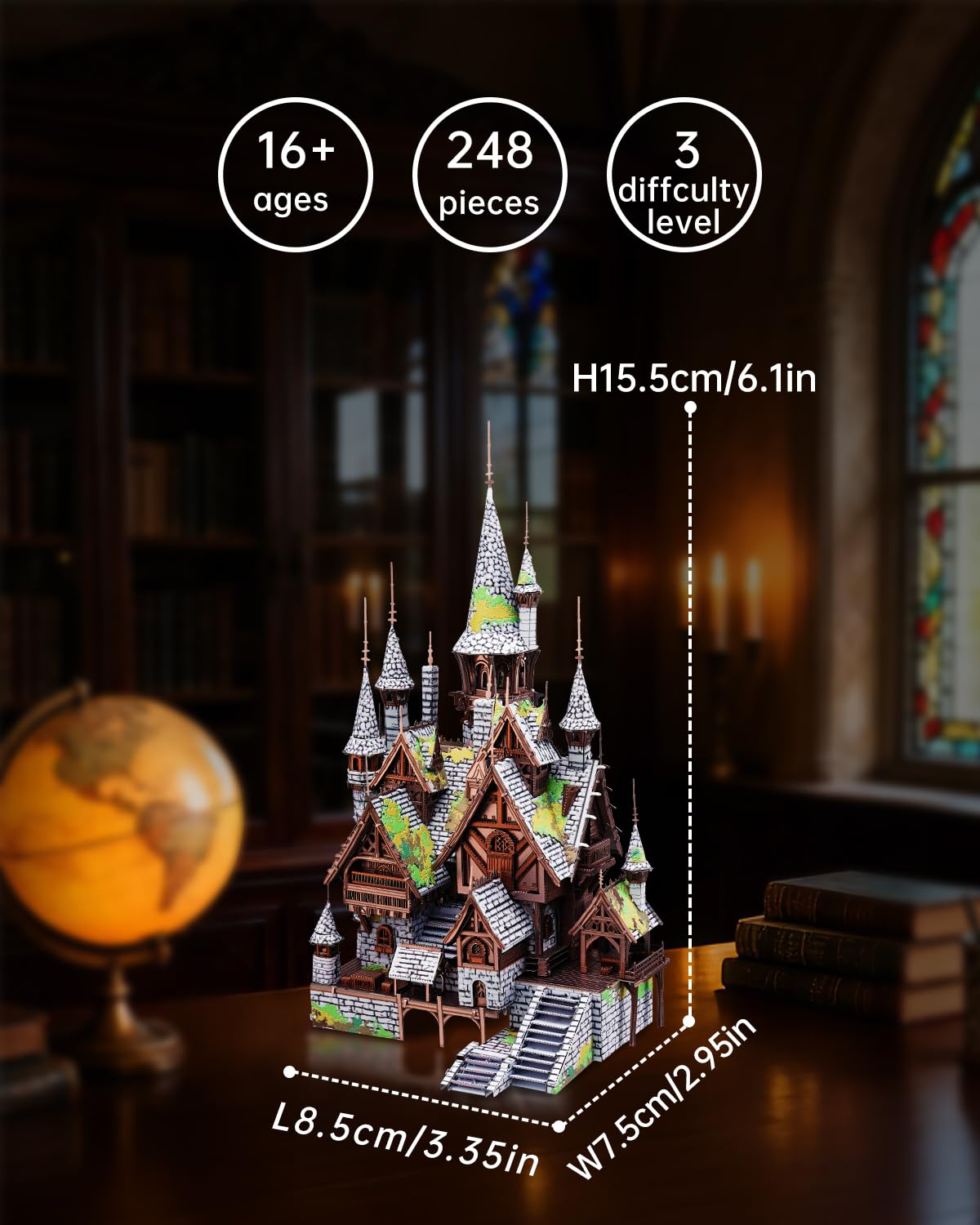 Piececool Puzzle in metallo 3D a forma di castello di elfi, per adulti, kit di costruzione fai da te per architettura, tempo in famiglia, decorazione per la casa, idea regalo