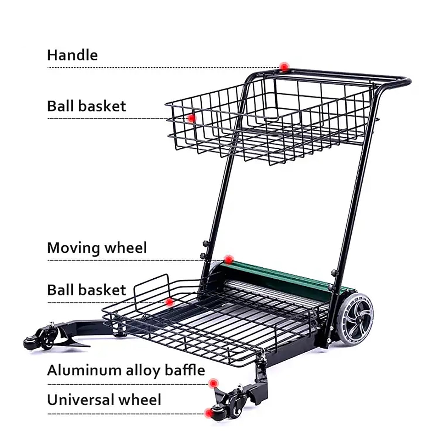JOSBY Carrello Raccoglitore di Palline da Tennis, Raccolta Automatica di Palline da Tennis, può Contenere Fino a 300 Palline, Efficace su Una varietà di campi, Palestra, Allenamento di Tennis