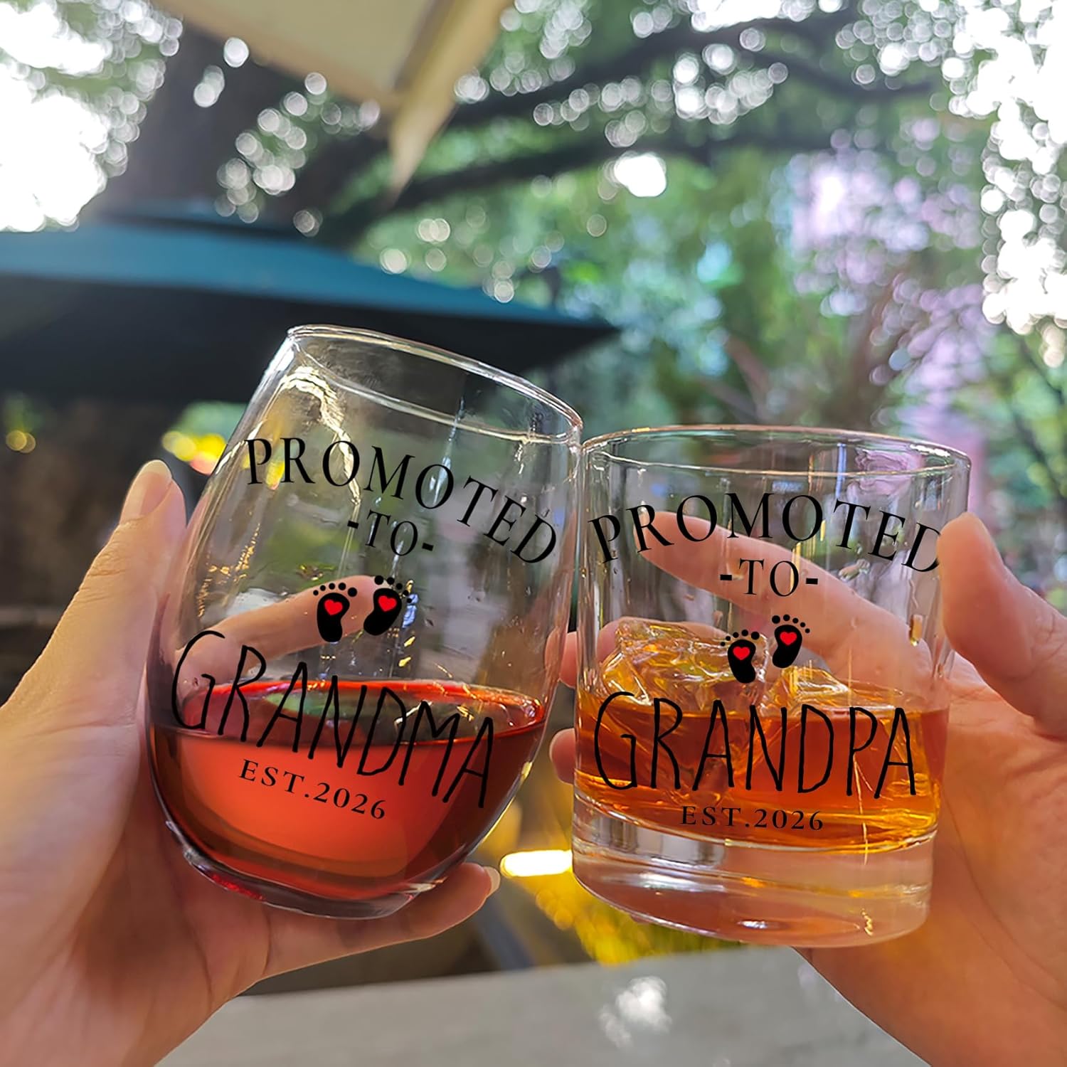First Time Grandparents Gift Set, Promoted to Grandma and Grandpa Est 2026 - Personalized Whiskey and Wine Glass - New Grandparents Keepsake & Baby Announcement Gift -24 - Image 4