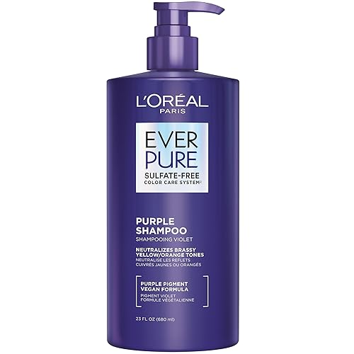 L'Oreal Paris EverPure Champú tonificante de latón sin sulfato para cabello rubio, blanqueado, plateado o marrón, 23 onzas líquidas (el embalaje