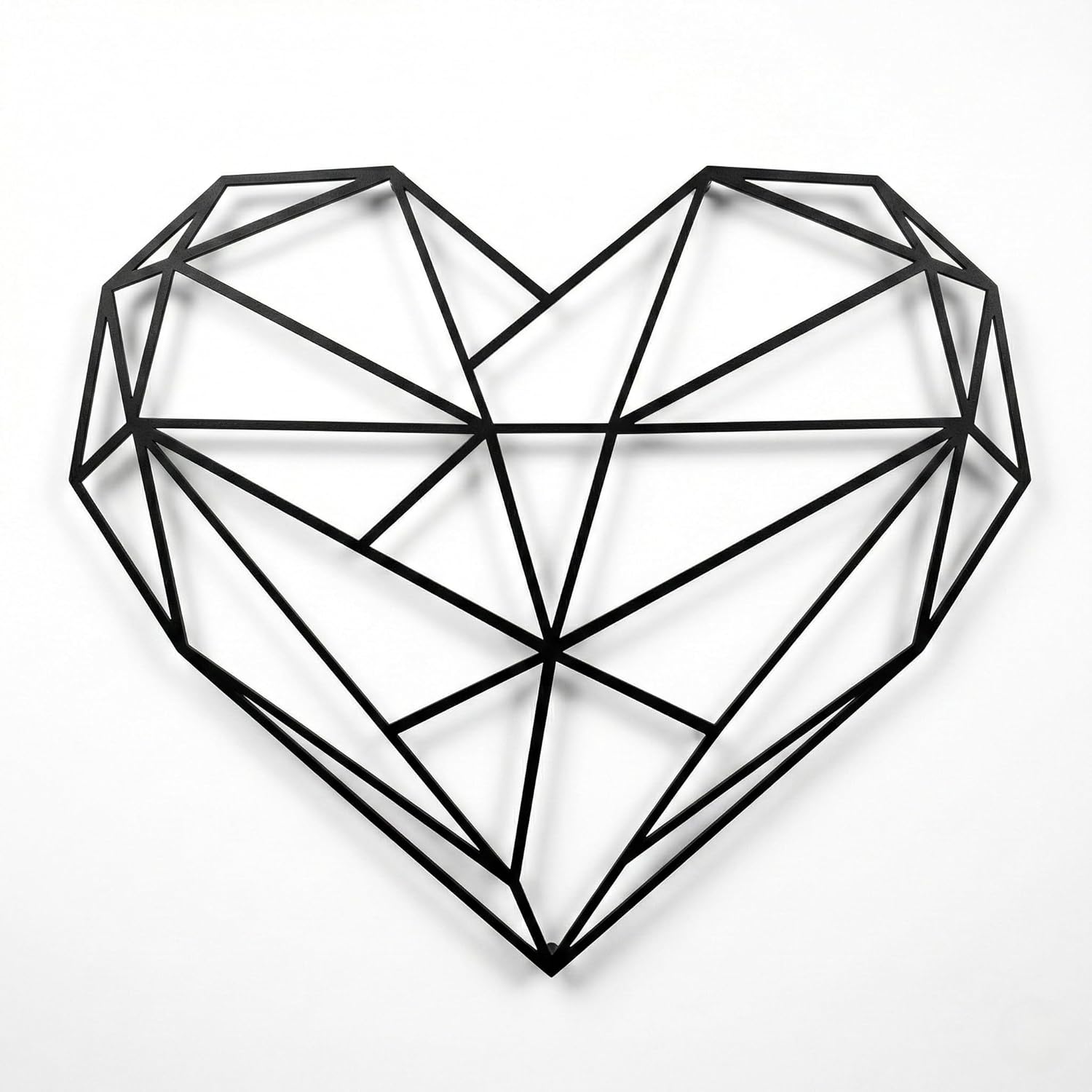 DEKADRON Metal Wall Art - Geometric Heart - 3D Wall Silhouette Metal Wall Decor Home Office Decoration Bedroom Living Room Decor Sculpture (18" W x 15" H/46x38cm)