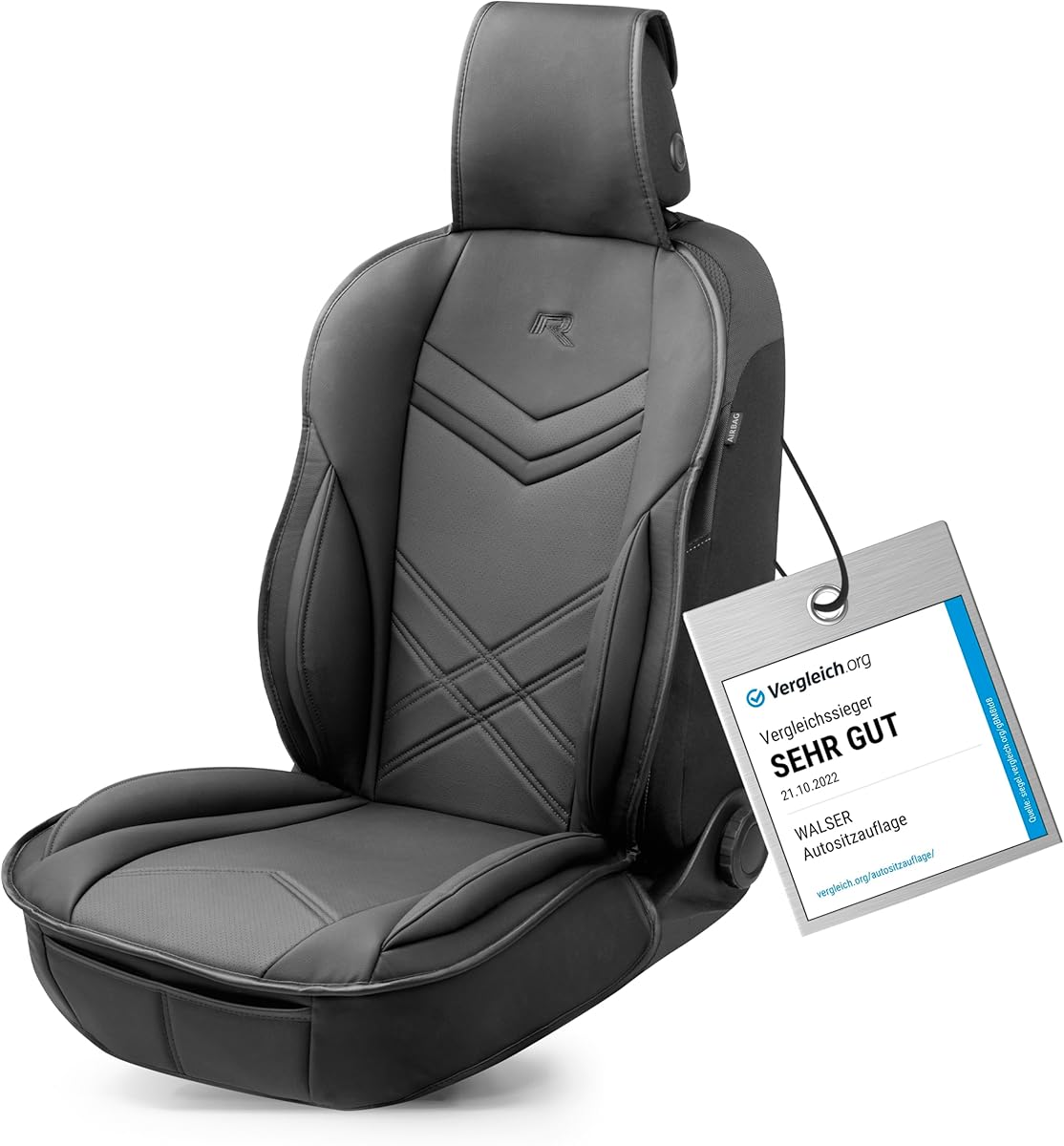 Walser Sitzauflage Auto Rey, Sitzschoner Auto schwarz, Universal Auto Sitzauflagen, Autositzauflage Vordersitze, Sitzbezug Auto Vordersitze, Sitzkissen Auto Sportlook, Sitzbezüge Auto für PKW/LKW