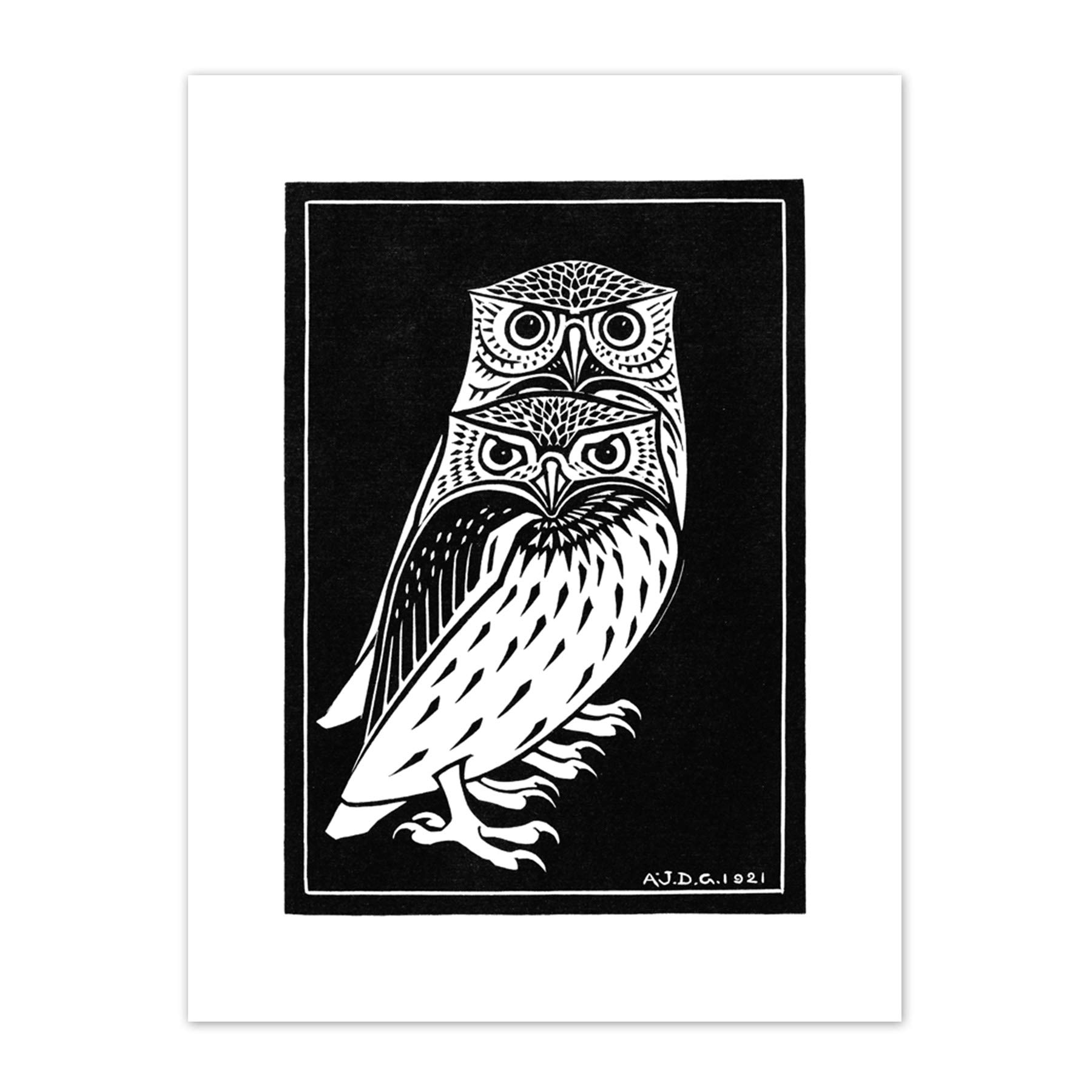 Wee Blue Coo Two Owls Illustration Julie De Graag Art Print Canvas Premium Wall Decor Poster