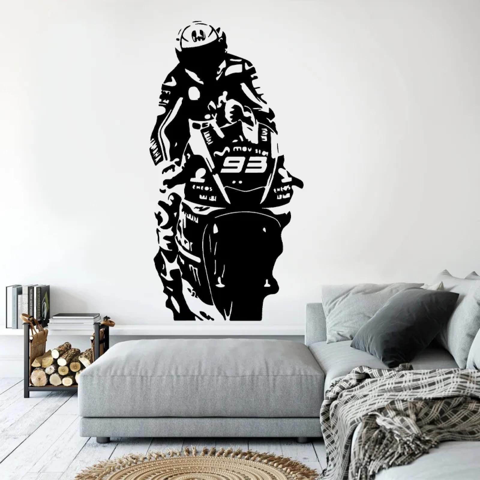 YOUOUSI Motorcycle Racing Rider wall Decals for Teenagers' bedrooms, garages, Children's Rooms, playrooms, Vinyl Home Decor.