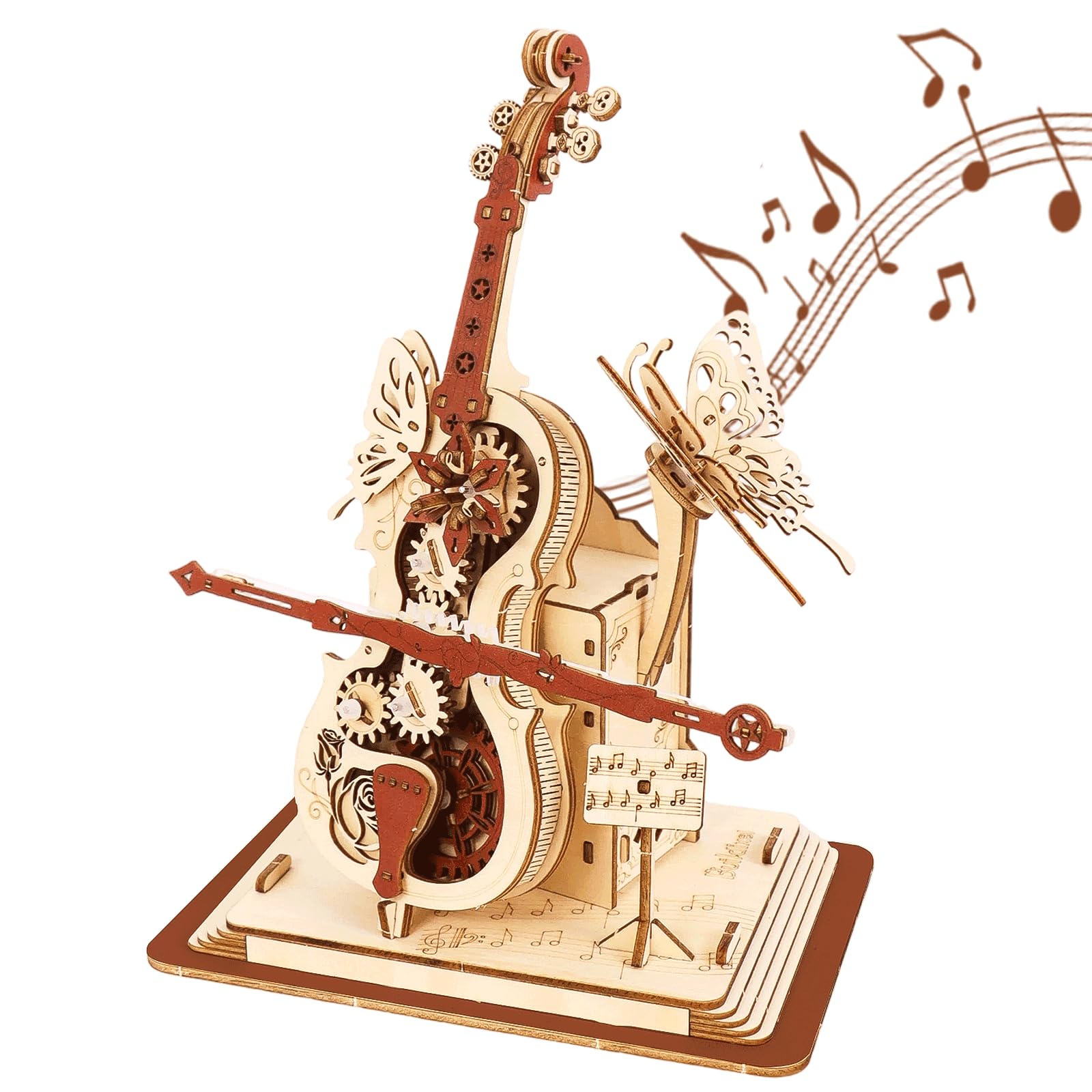 Rompecabezas de madera 3D para adultos, kits de caja de música de madera, kits de modelo de madera de violonchelo para adultos, regalo para hombres y mujeres, pasatiempo para adultos (violonchelo